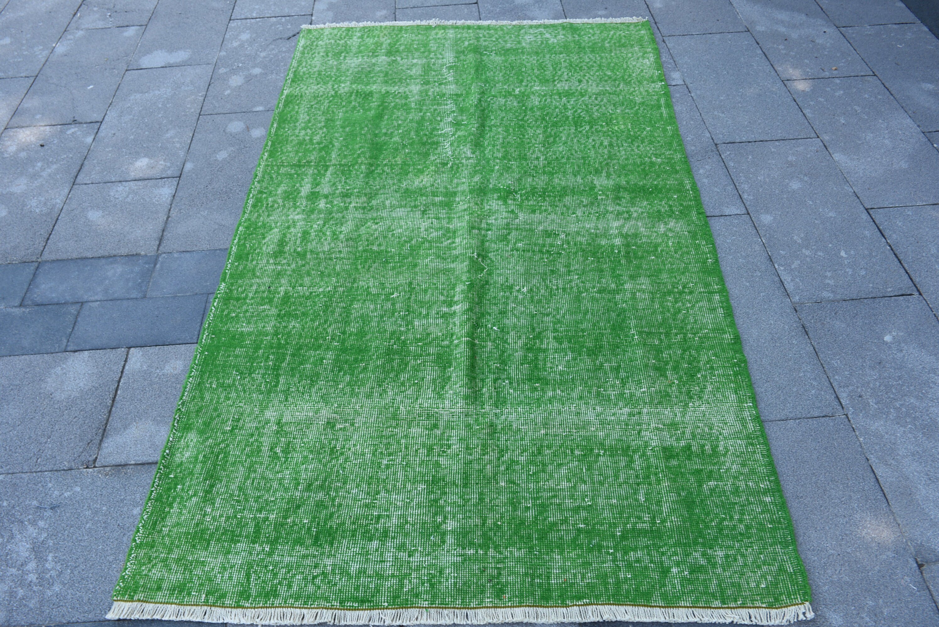 Green Antique Rugs, 3.9x6.5 ft Area Rug, Turkish Rugs, Home Decor Rug, Floor Rug, Dining Room Rug, Pale Rug, Vintage Rug, Kitchen Rug