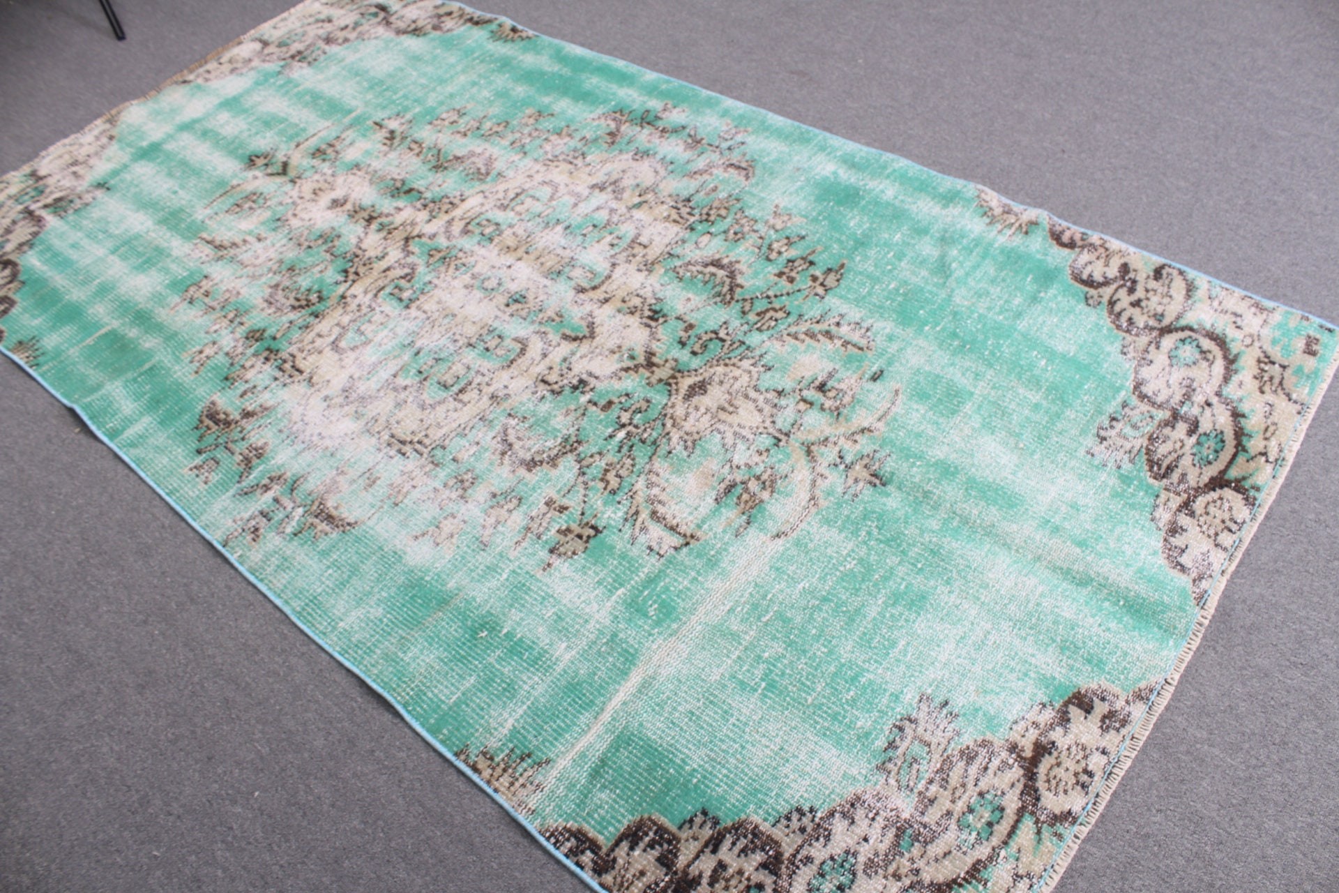 4.4x7.7 ft Area Rug, Rugs for Dining Room, Kitchen Rug, Living Room Rug, Turkish Rug, Oriental Rug, Vintage Rug, Green Home Decor Rugs