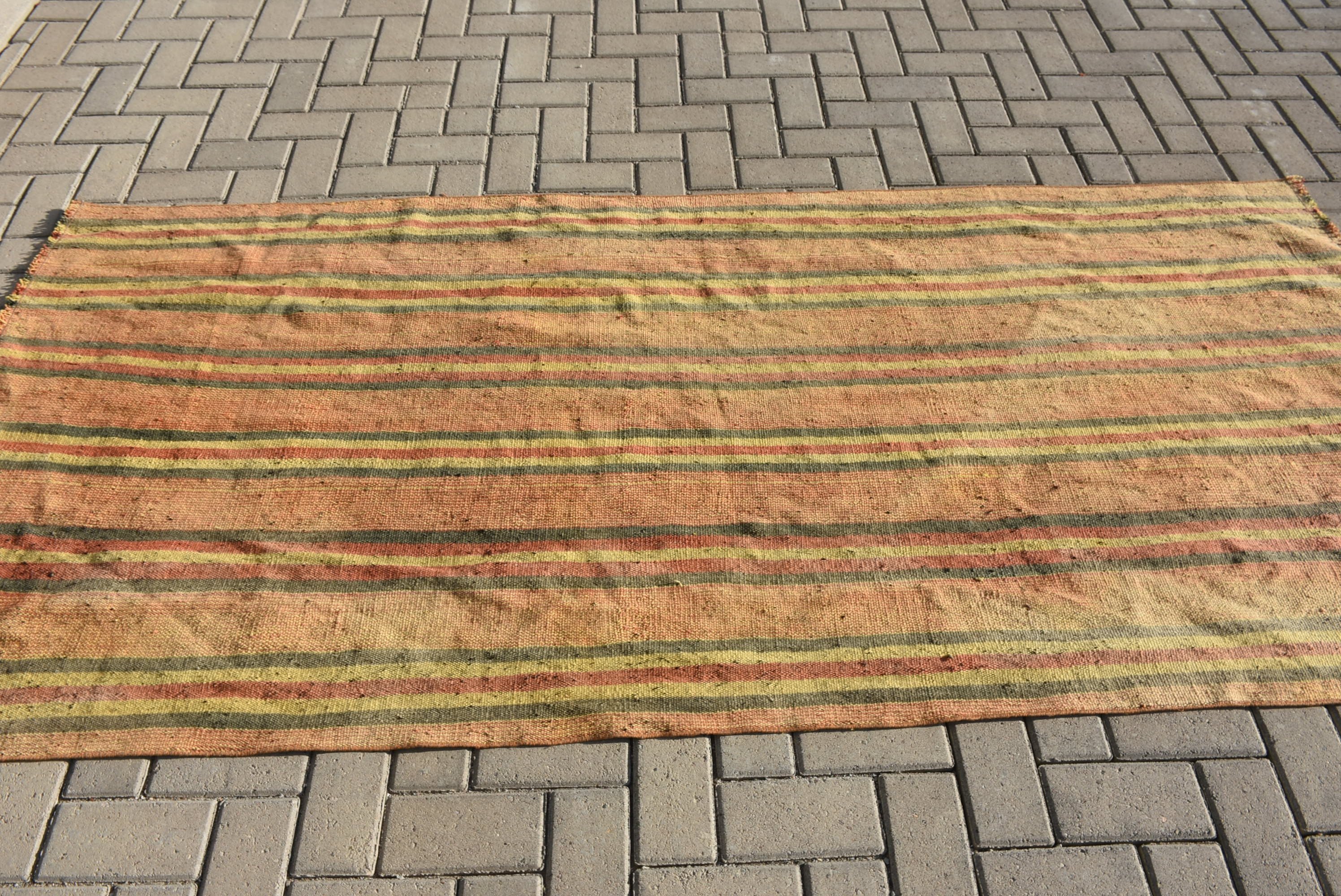 Kilim, Vintage Halılar, Oryantal Halı, Yemek Odası Halıları, Yatak Odası Halıları, 3.7x8 ft Alan Halısı, Turuncu Oryantal Halı, Anadolu Halısı, Türk Halısı