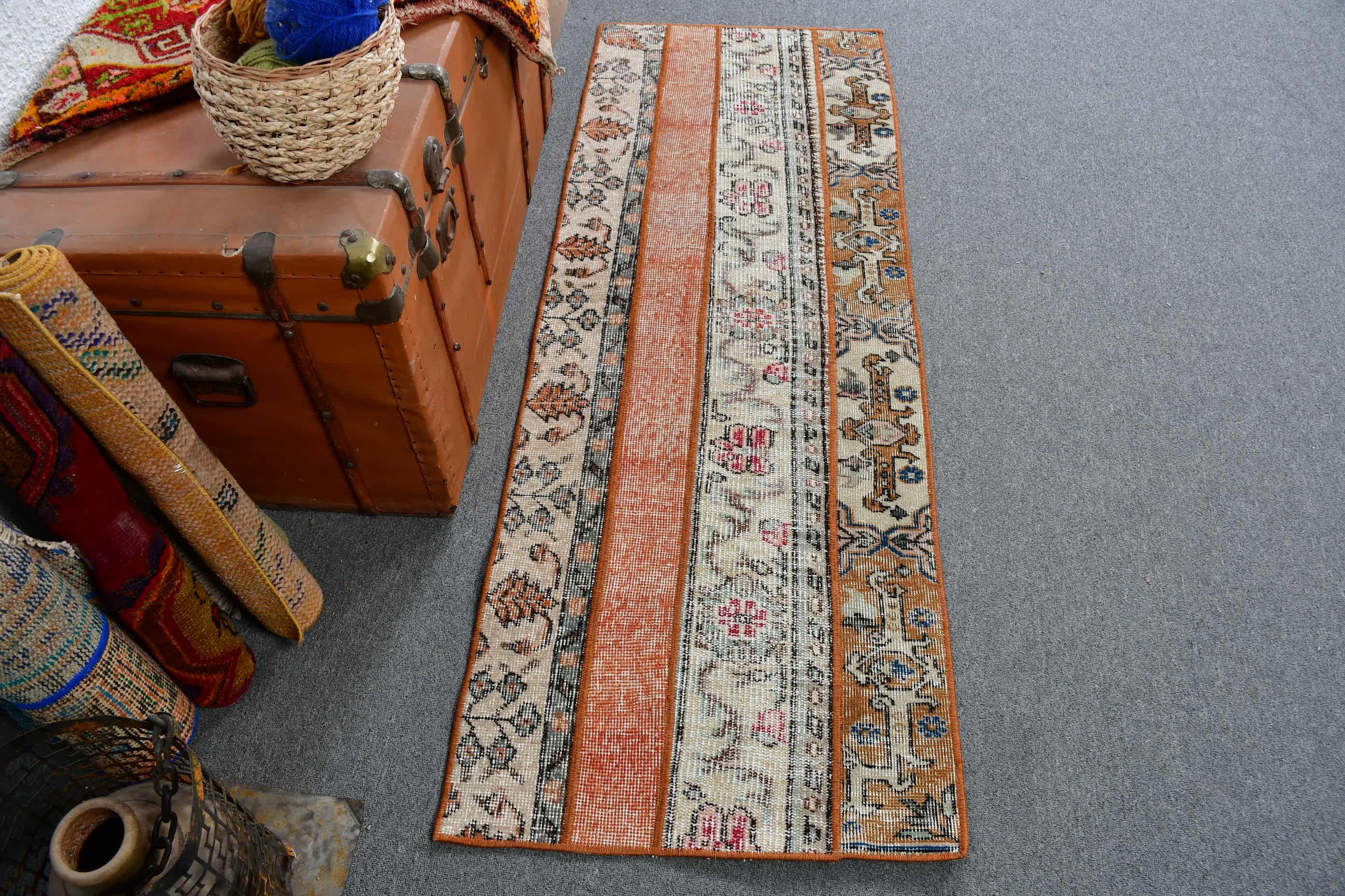 Oushak Runner Rug Rugs, Nomadic Rug, Turkish Rugs, Hallway Rug, 2x5.6 ft Runner Rug, Antique Rugs, Rugs for Stair, Cool Rug, Vintage Rug