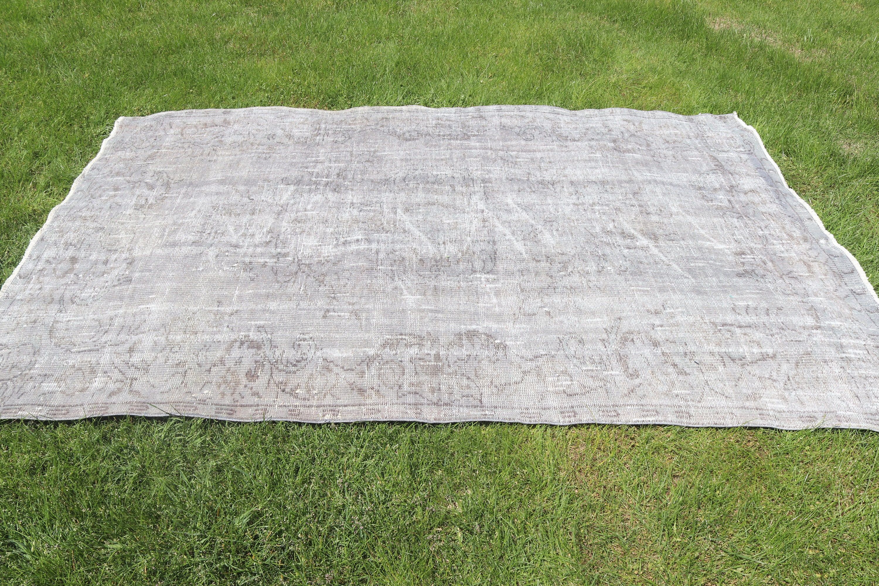 Türk Halısı, Vintage Halılar, Yer Halısı, 4.8x7.5 ft Alan Halısı, Gri Fas Halıları, Anadolu Halısı, Boho Bölge Halıları, Yemek Odası Halıları, Boho Halıları