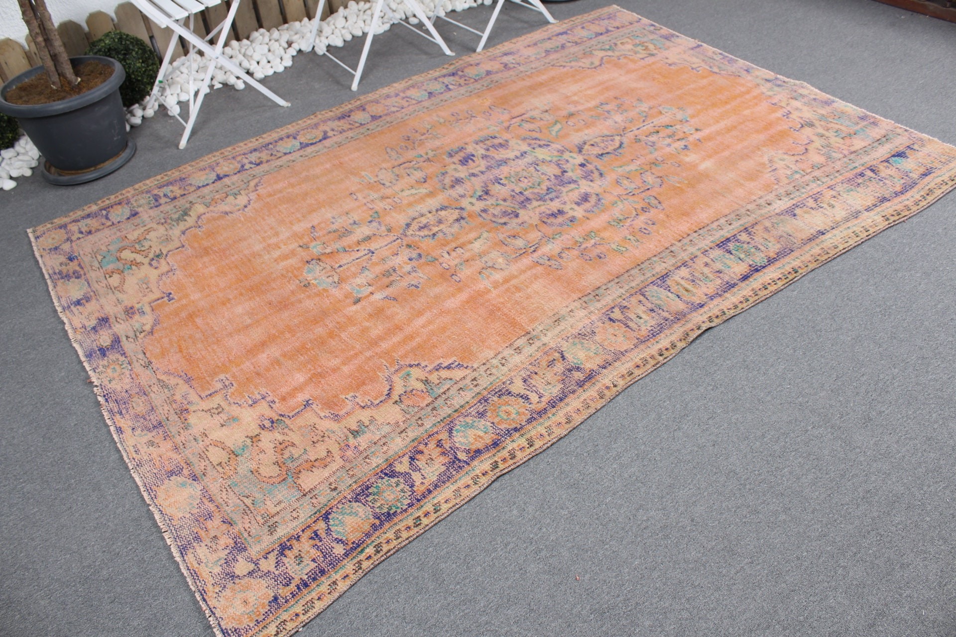 Bedroom Rug, Turkish Rugs, 5.5x8.1 ft Large Rugs, Orange Floor Rugs, Home Decor Rugs, Dining Room Rugs, Oriental Rugs, Vintage Rugs