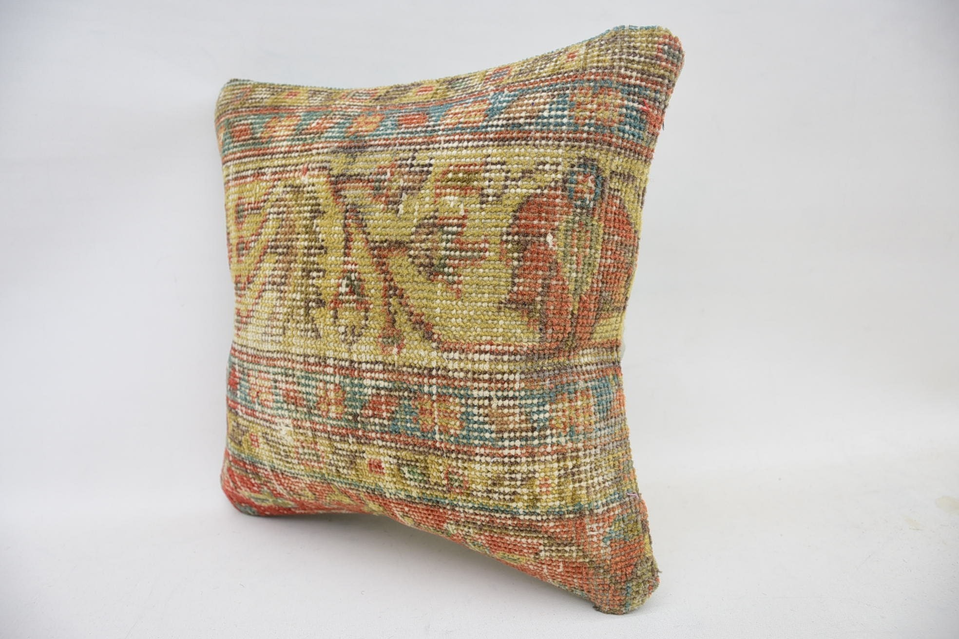 Garden Pillow, Tapestry Pillow Cover, Gift Pillow, Pillow for Couch, 14"x14" Yellow Cushion, Lounge Throw Cushion, Vintage Pillow