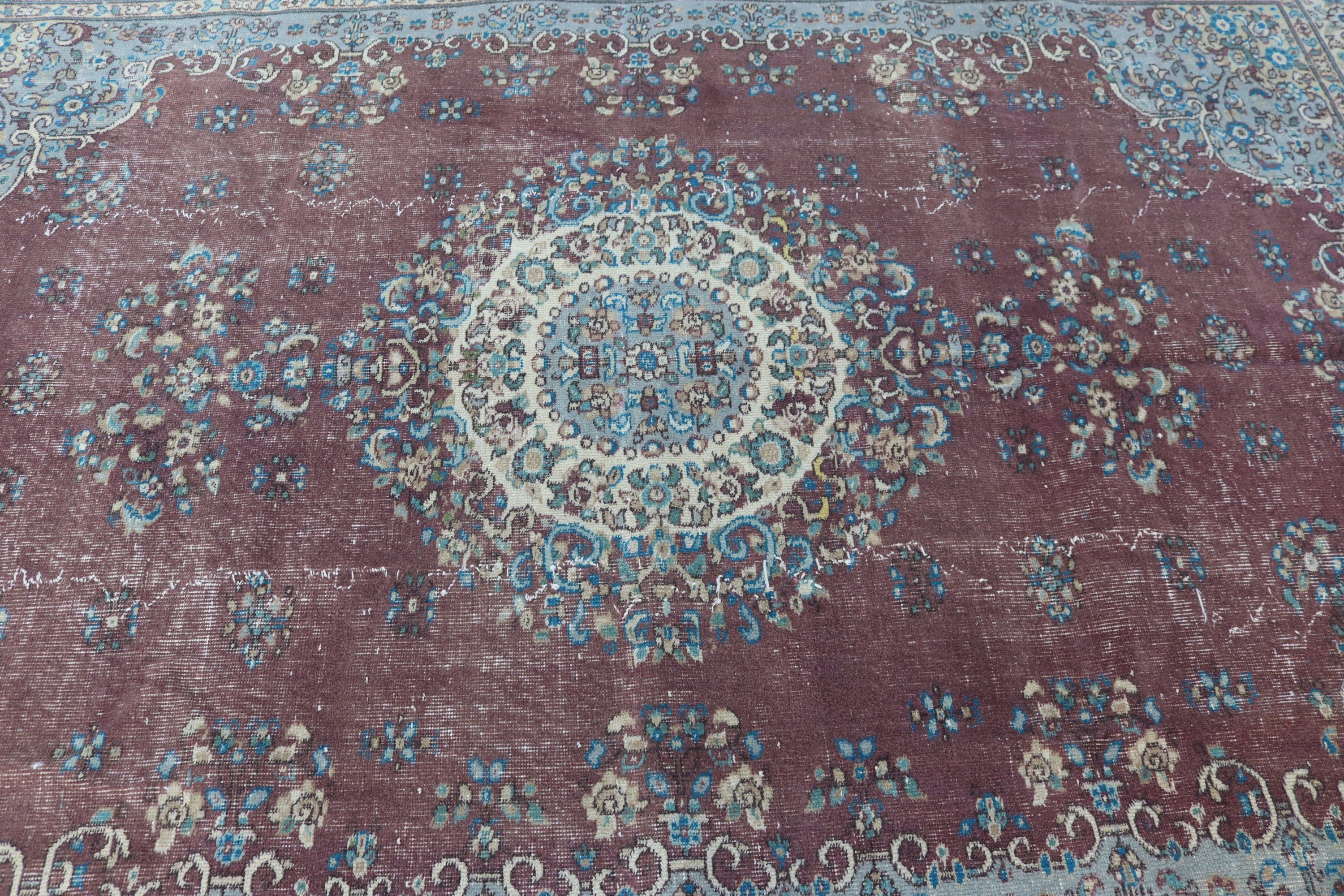 6,9x9,5 ft Büyük Halılar, Yemek Odası Halısı, Mor Soğuk Halı, Yatak Odası Halıları, Vintage Halılar, Türk Halıları, Geometrik Halı, Büyük Boho Halısı, Aztek Halısı