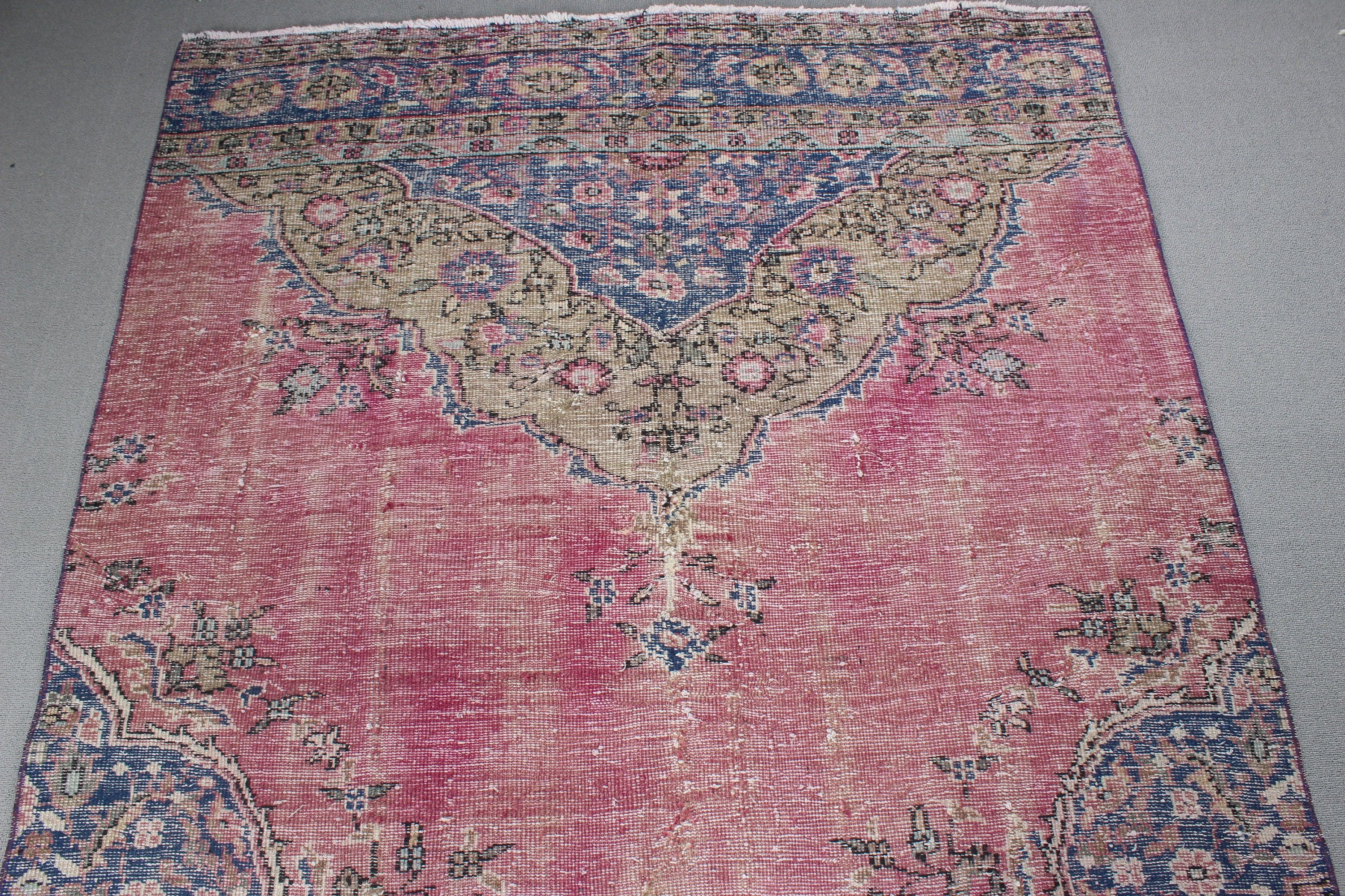 Kırmızı Nötr Halı, 4.6x10 ft Büyük Halılar, Fas Halıları, Yatak Odası Halısı, Türk Halıları, Vintage Halı, Geometrik Halılar, Modern Halı, Büyük Oushak Halıları