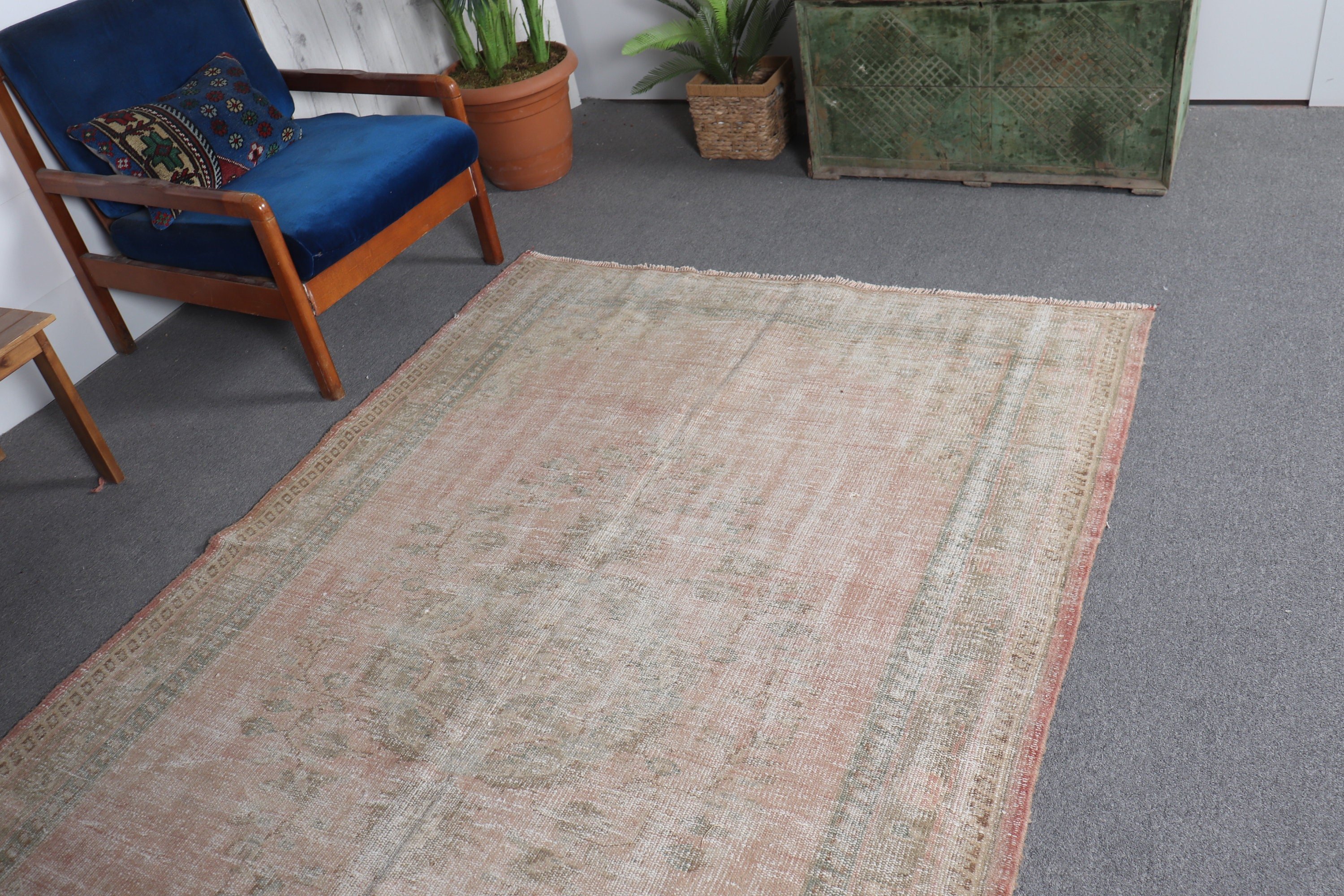 Yemek Odası Halısı, Salon Halısı, 5.2x8.2 ft Büyük Halı, Vintage Halılar, Anadolu Halıları, Türk Halısı, Fas Halıları, Ofis Halısı, Yeşil Anadolu Halısı