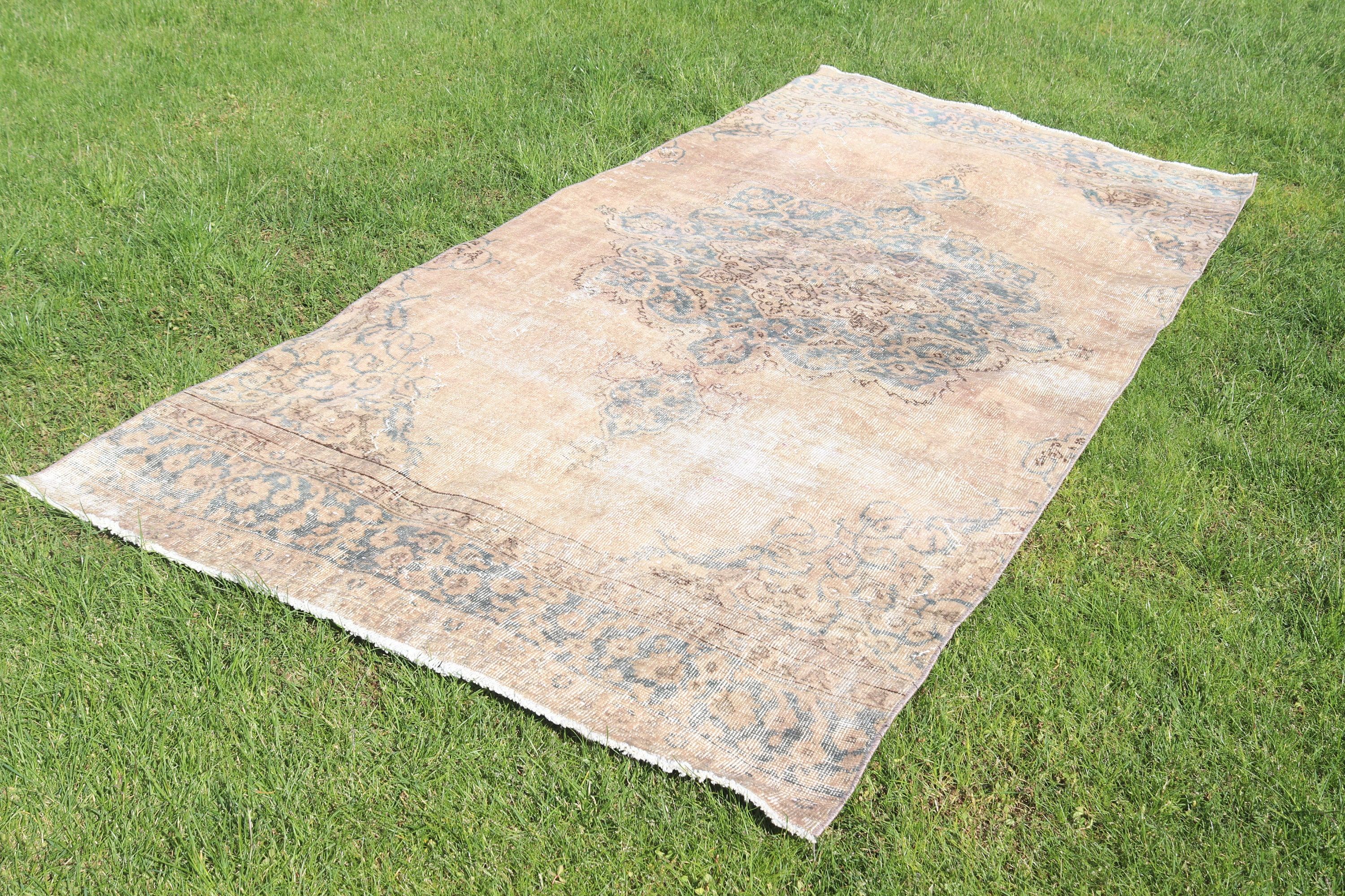 Kitchen Rug, Vintage Rugs, Large Vintage Rugs, Turkish Rugs, Large Boho Rug, Floor Rug, 4.4x9.9 ft Large Rugs, Beige Statement Rug