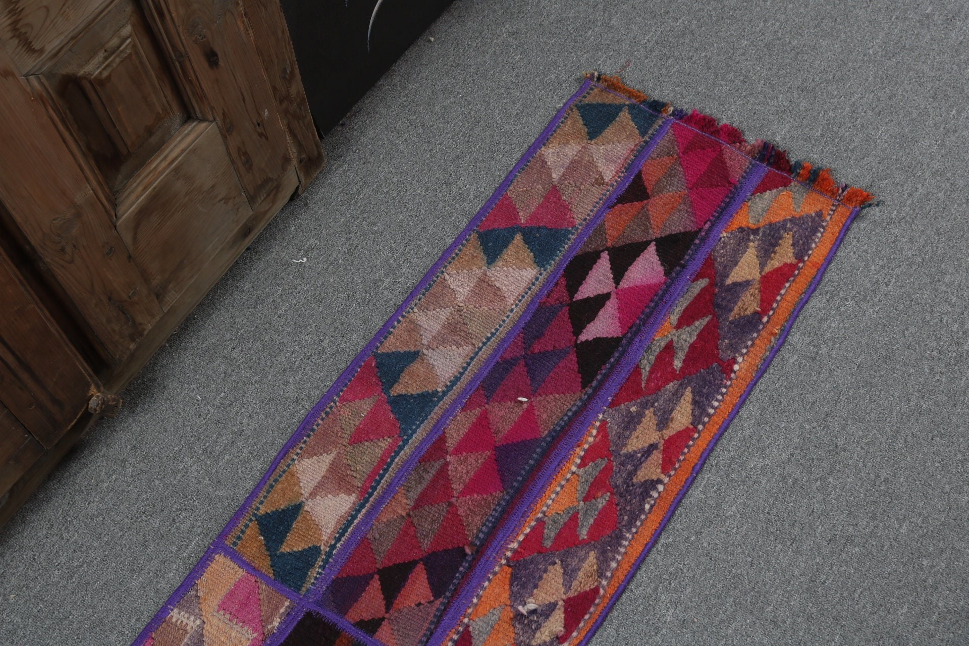 Turkish Rugs, 1.4x5.1 ft Runner Rugs, Purple Modern Rugs, Long Runner Rug, Handwoven Rugs, Vintage Rug, Rugs for Corridor