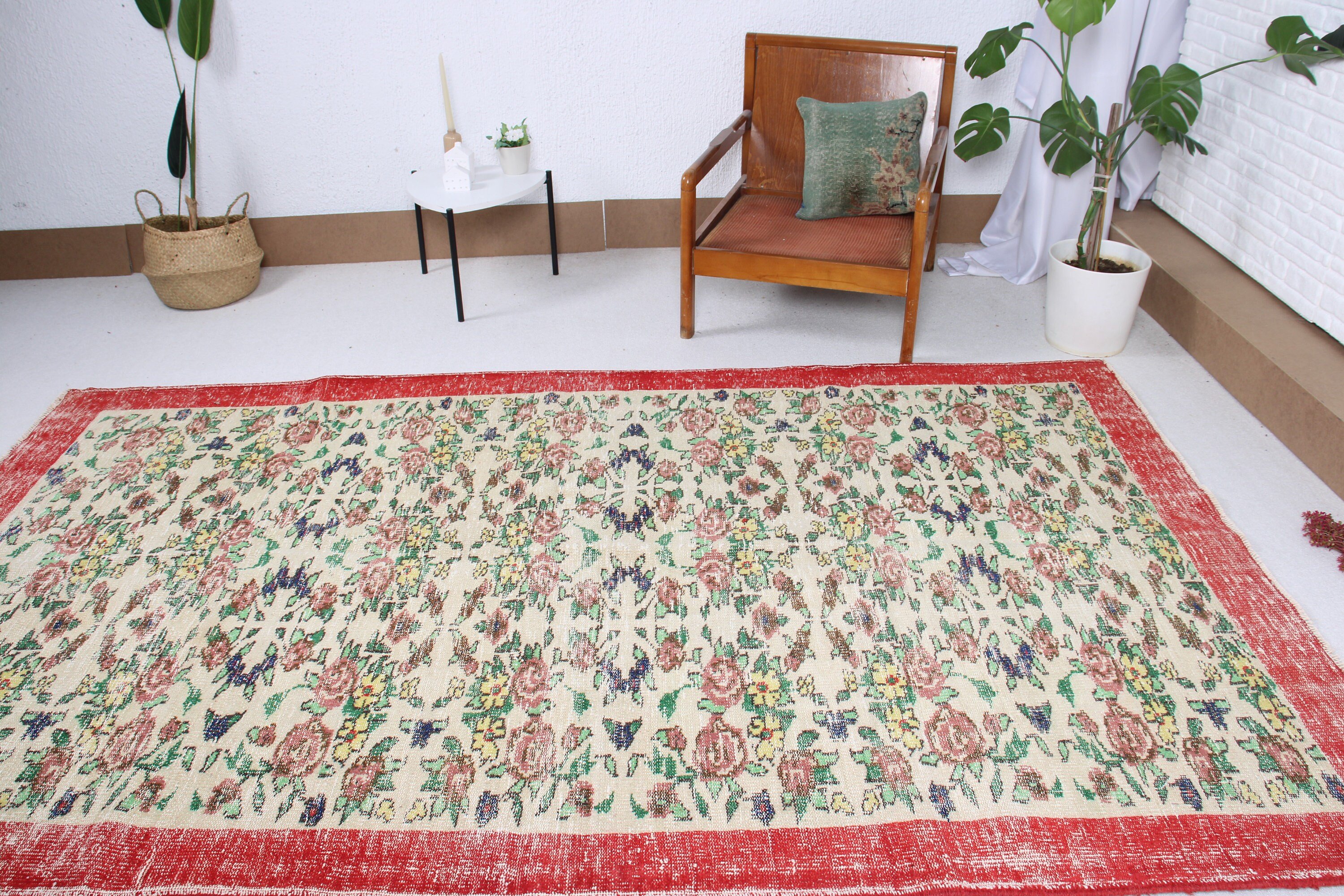 Turkish Rug, Floor Rug, Living Room Rug, Moroccan Rugs, 5.4x9.5 ft Large Rug, Beige Antique Rugs, Vintage Rugs, Dining Room Rug, Retro Rugs