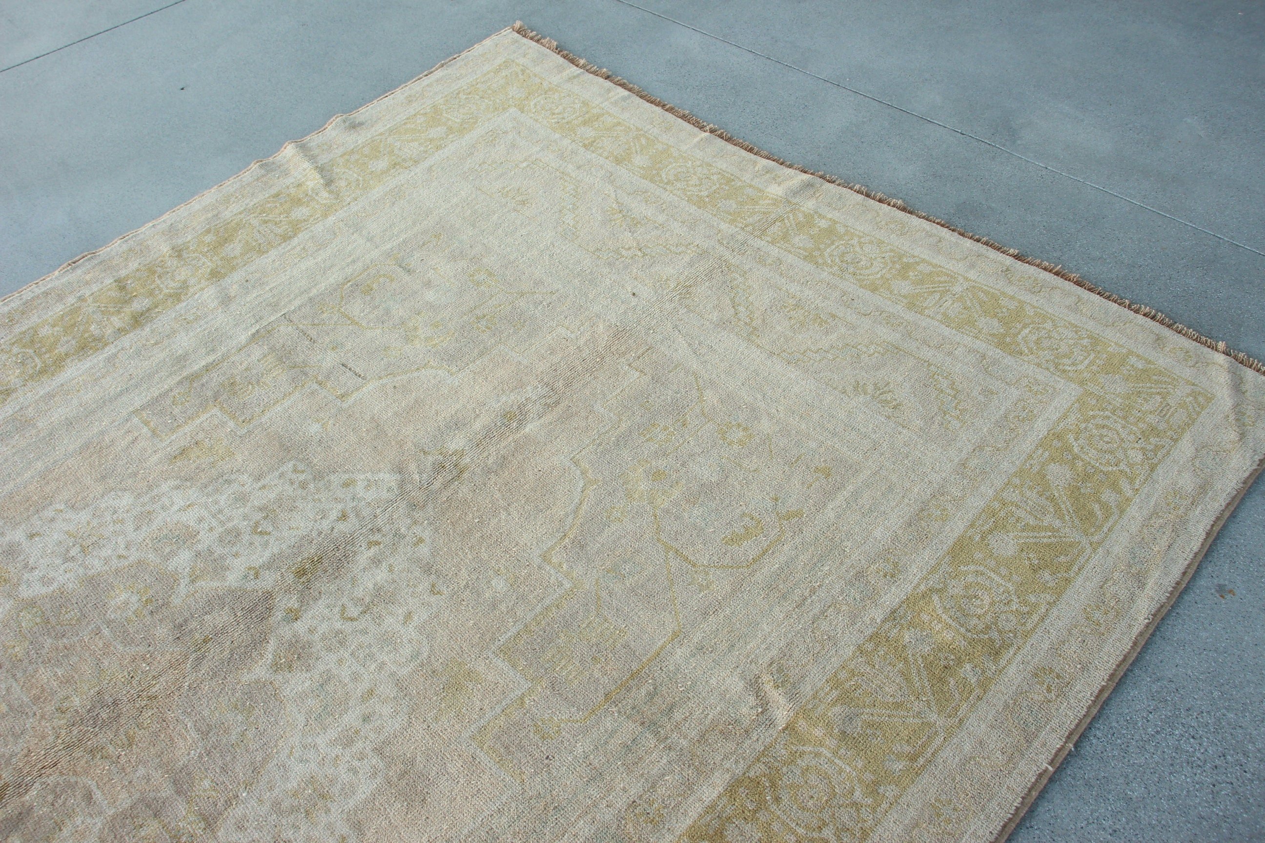 Vintage Halı, 5.9x9.8 ft Büyük Halılar, Bej Anadolu Halıları, Salon Halısı, Boho Halısı, Oturma Odası Halısı, Açıklama Halıları, Geometrik Halı, Türk Halısı