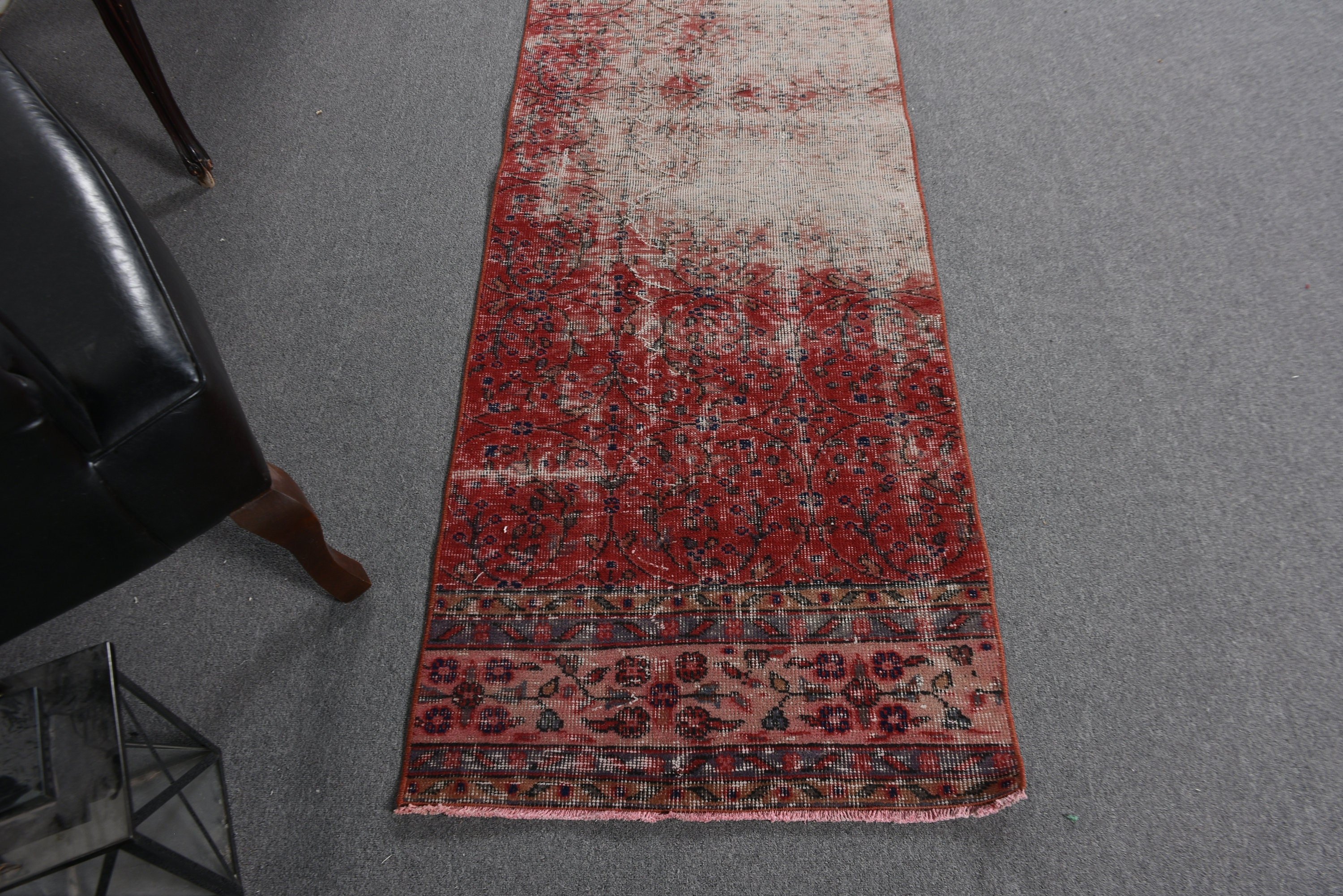 Vintage Halı, Havalı Halı, Beni Ourain Yolluk Halısı, Türk Halıları, Mutfak Halısı, Kırmızı 2.3x10 ft Yolluk Halısı, El Dokuma Halısı, Lüks Halı