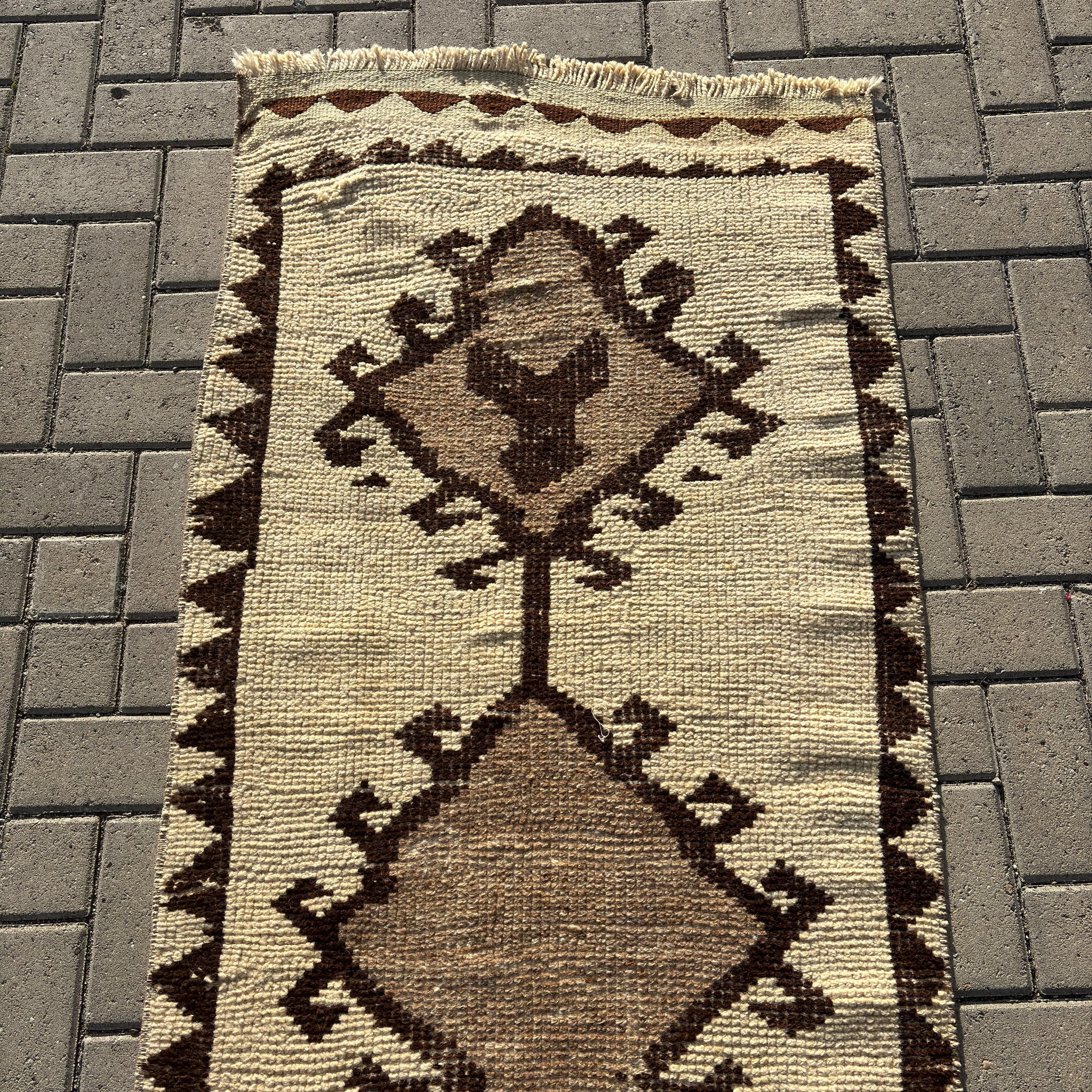 2.6x11.3 ft Runner Rug, Kitchen Rug, Turkish Rug, Office Rugs, Hallway Rugs, Beige Bedroom Rug, Rugs for Hallway, Neutral Rugs, Vintage Rug