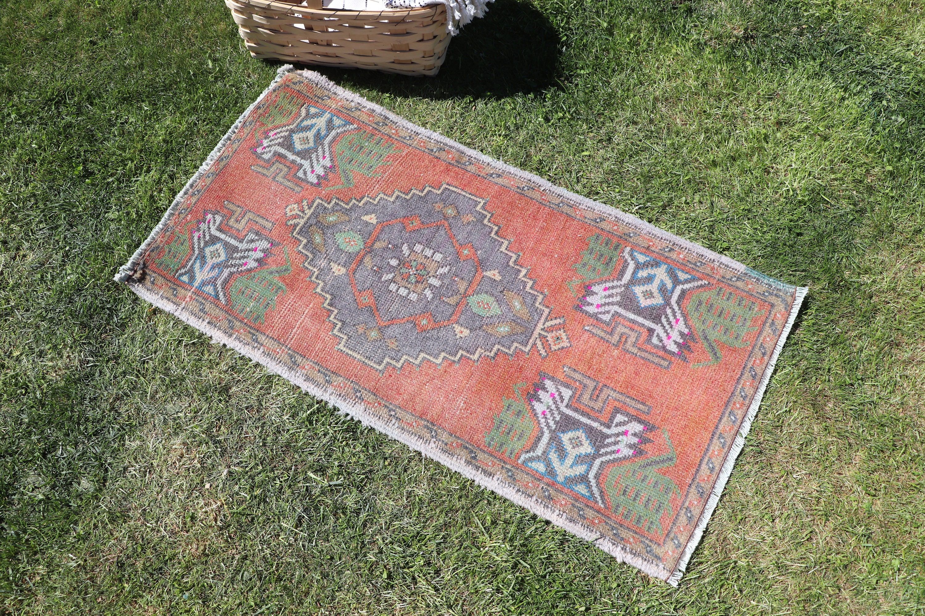 1.6x3.1 ft Küçük Halı, Küçük Vintage Halılar, Küçük Boho Halılar, Vintage Halılar, Turuncu Ev Dekorasyonu Halıları, Mutfak Halıları, Türk Halısı, Oryantal Halılar