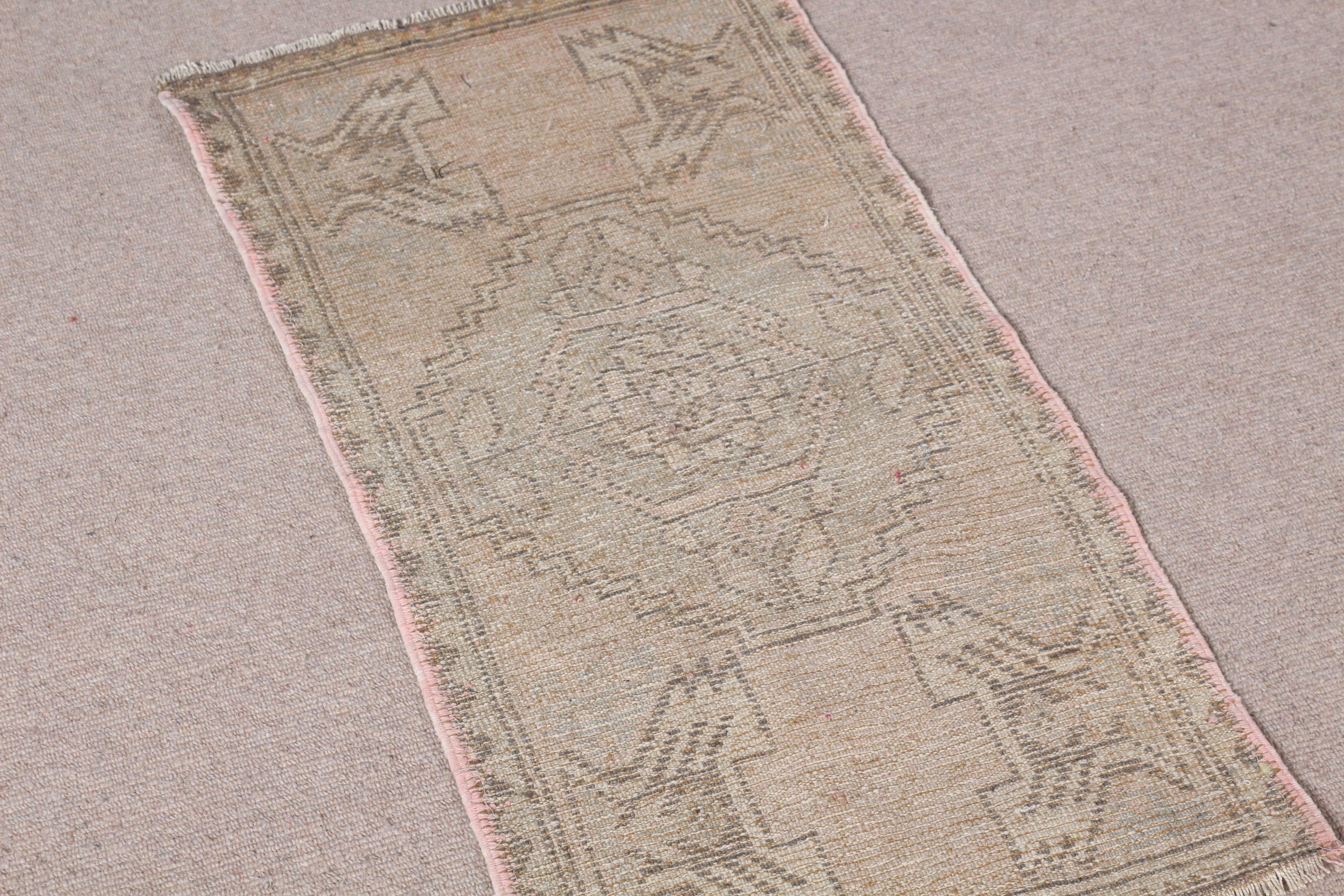 Vintage Rug, Natural Rug, Wool Rug, Turkish Rug, Brown Cool Rug, Entry Rug, Cool Rug, Rugs for Wall Hanging, Bath Rug, 1.5x3.1 ft Small Rug