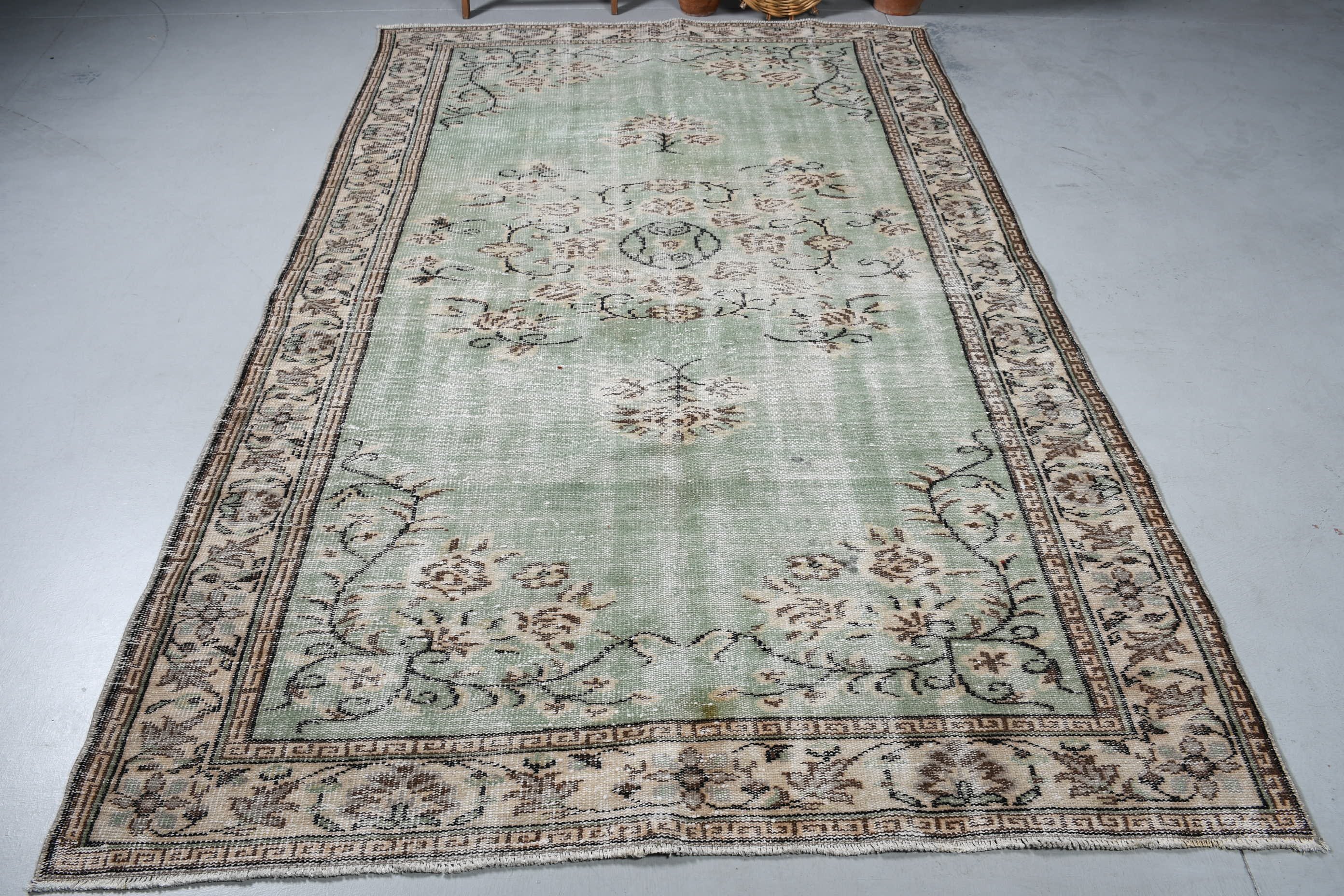 Yemek Odası Halısı, Türk Halısı, 5.8x9.3 ft Büyük Halı, Yatak Odası Halısı, Eski Halı, Anadolu Halısı, Ev Dekorasyonu Halısı, Yeşil Anadolu Halısı, Vintage Halılar