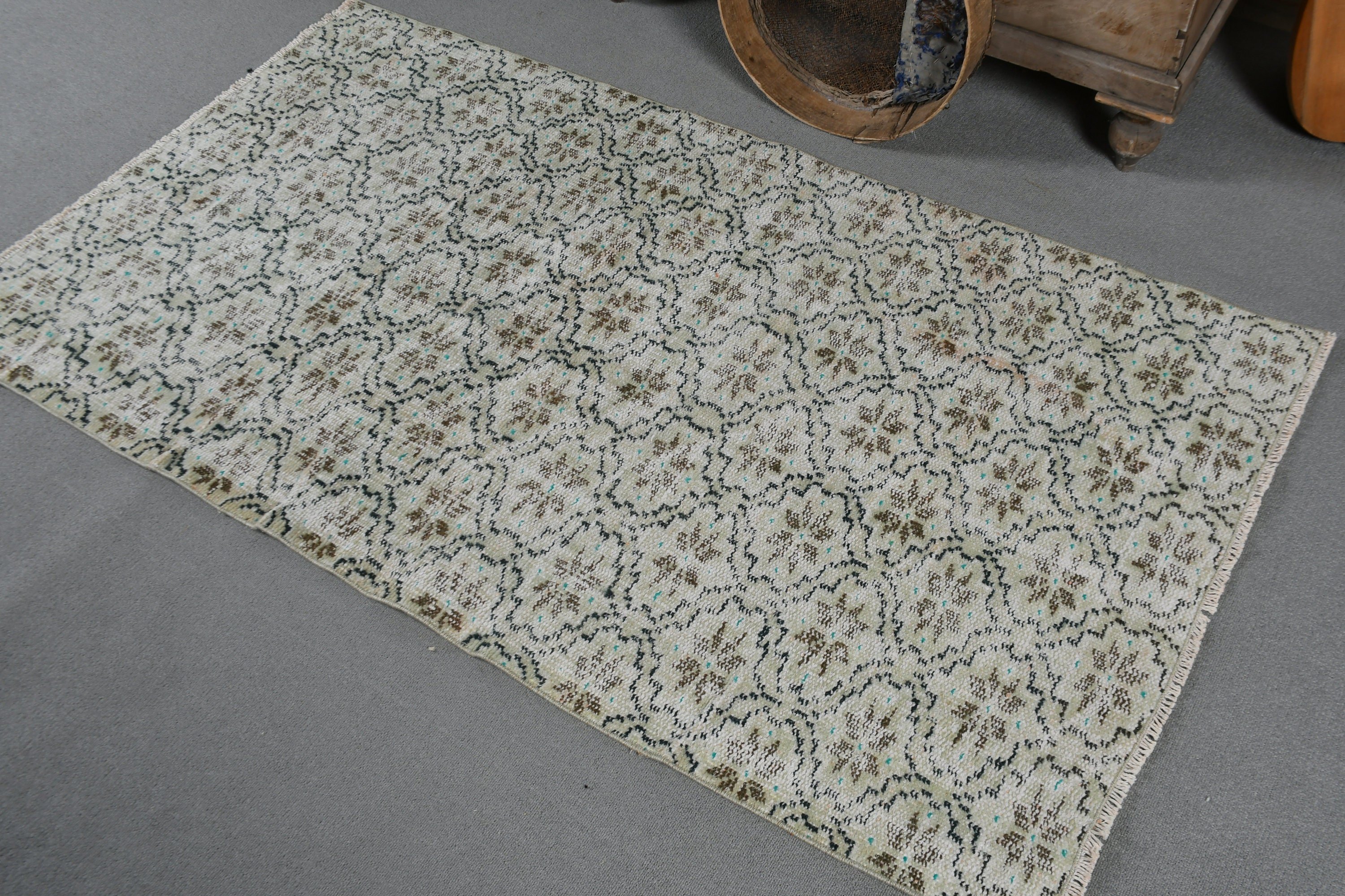 Green Oushak Rugs, Vintage Rug, Kitchen Rug, Oushak Rugs, Rugs for Nursery, Turkish Rug, Bedroom Rug, Distressed Rugs, 3x5.4 ft Accent Rug