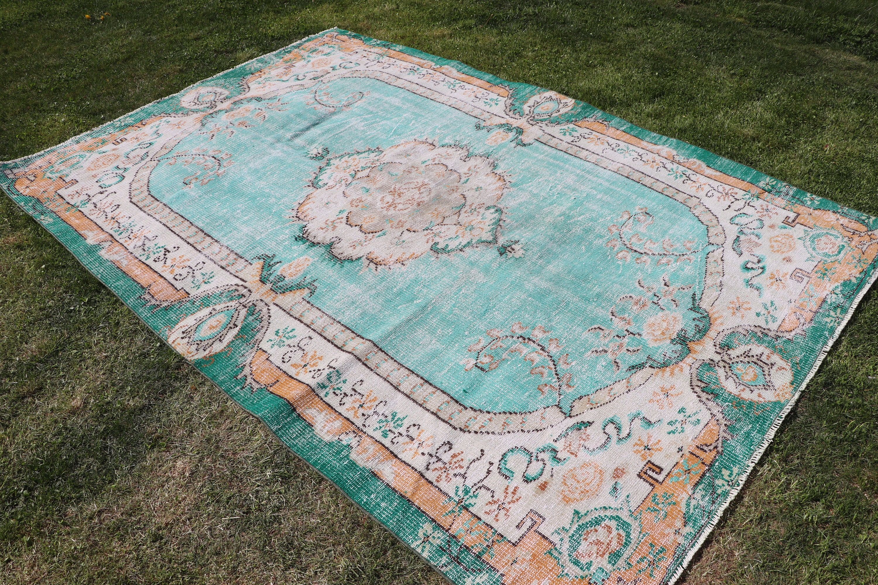 Large Boho Rugs, Large Vintage Rugs, Handwoven Rugs, Vintage Rugs, Green Statement Rugs, Neutral Rug, Turkish Rug, 5.7x8.6 ft Large Rugs