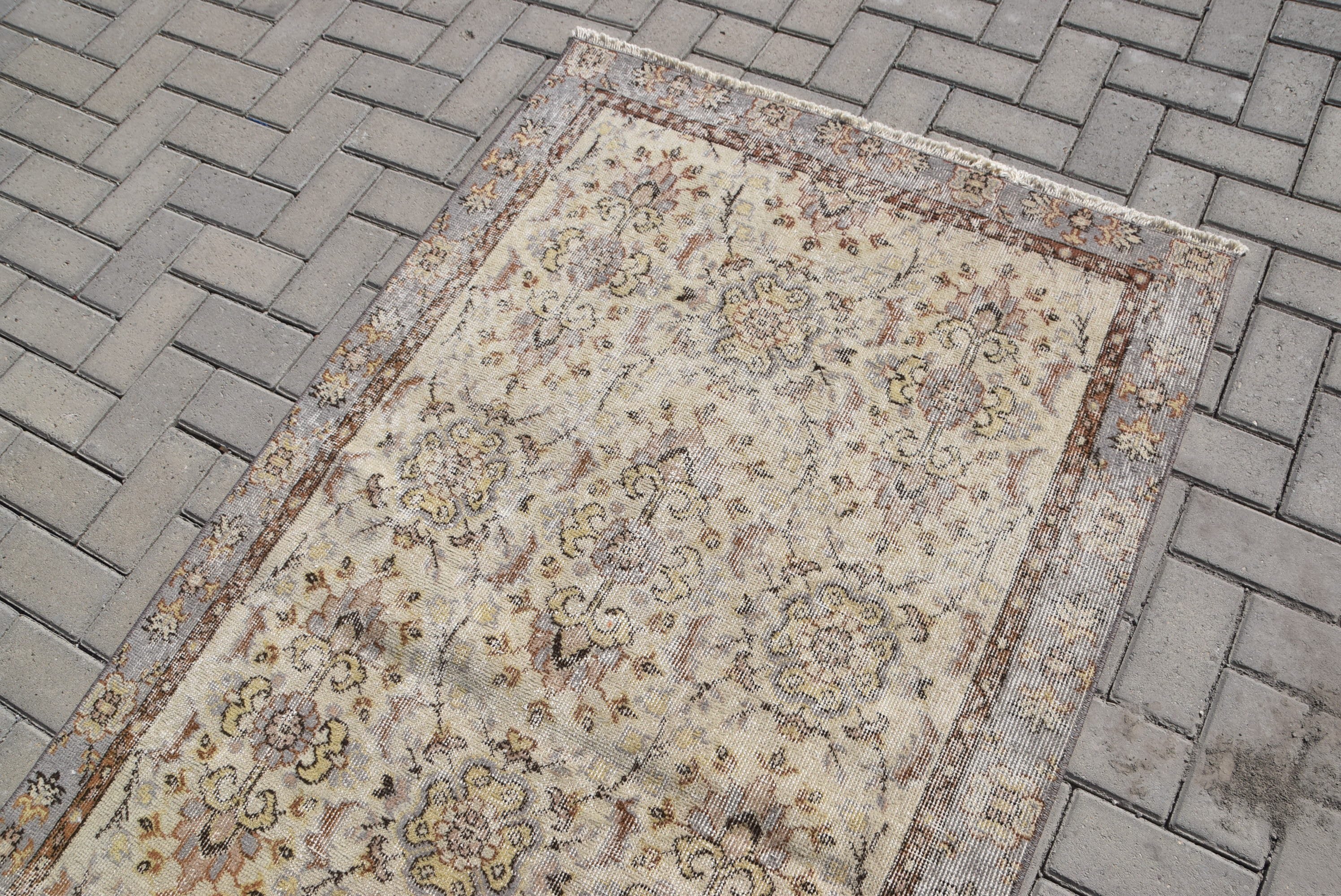 Pastel Rug, Nursery Rug, Floor Rug, Brown Oushak Rugs, 3.5x6.4 ft Accent Rug, Home Decor Rugs, Bedroom Rug, Turkish Rugs, Vintage Rugs