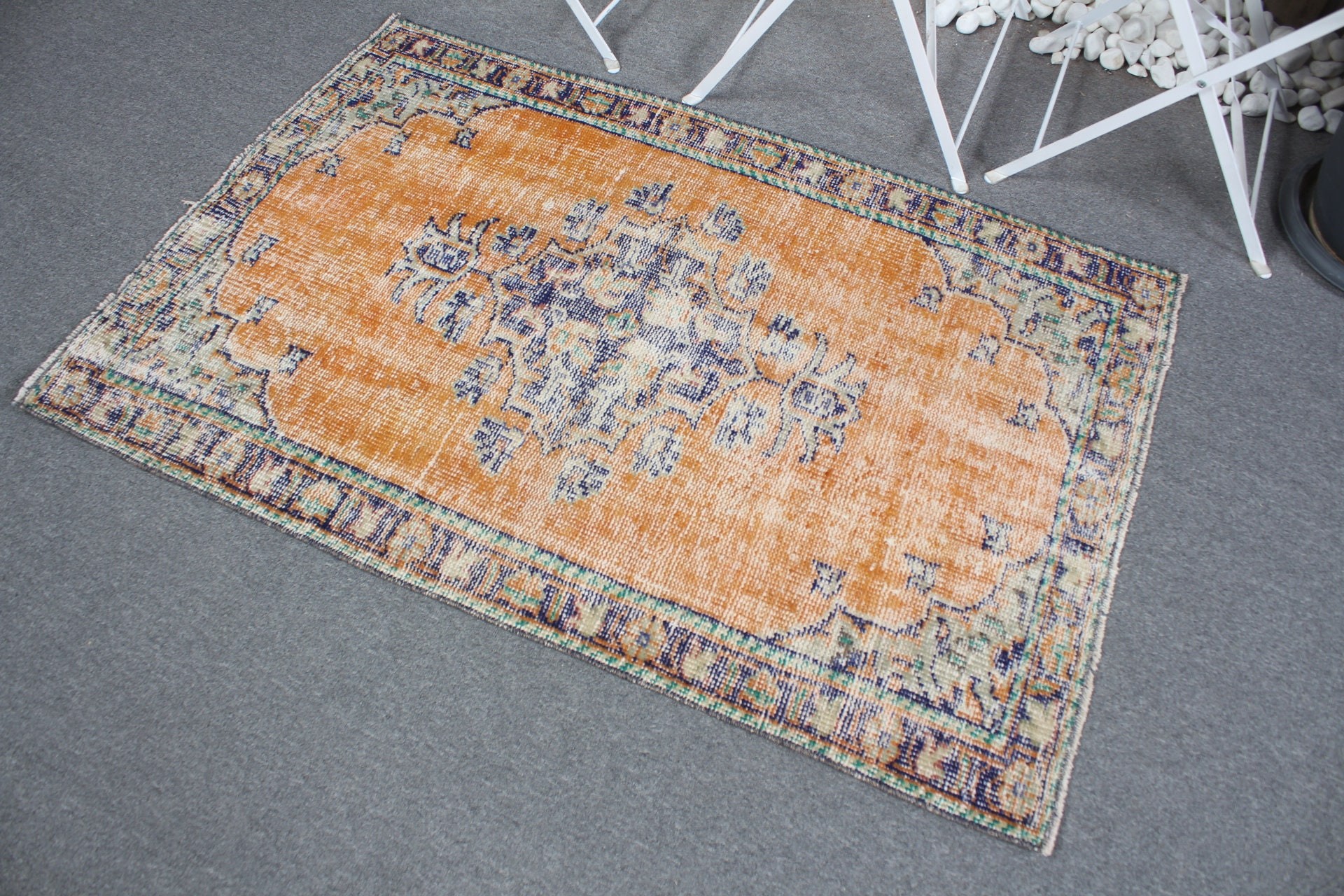 Vintage Rug, Antique Rug, Turkish Rugs, Rugs for Bedroom, Orange Kitchen Rug, Wool Rug, Nursery Rugs, Car Mat Rug, 2.9x4.5 ft Small Rug