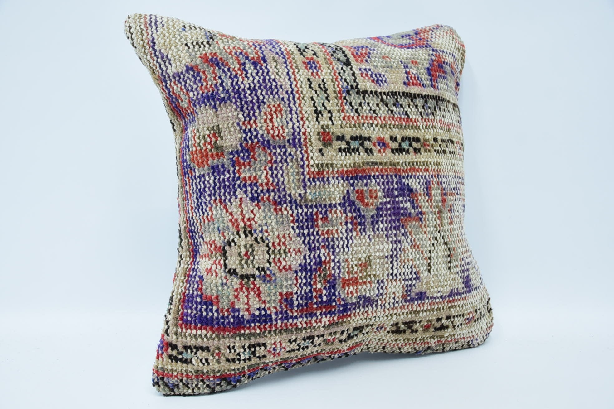 18"x18" Blue Cushion Case, Turkish Pillow, Vintage Pillow, Throw Kilim Pillow, Retro Pillow Sham, Vintage Kilim Pillow Pillow