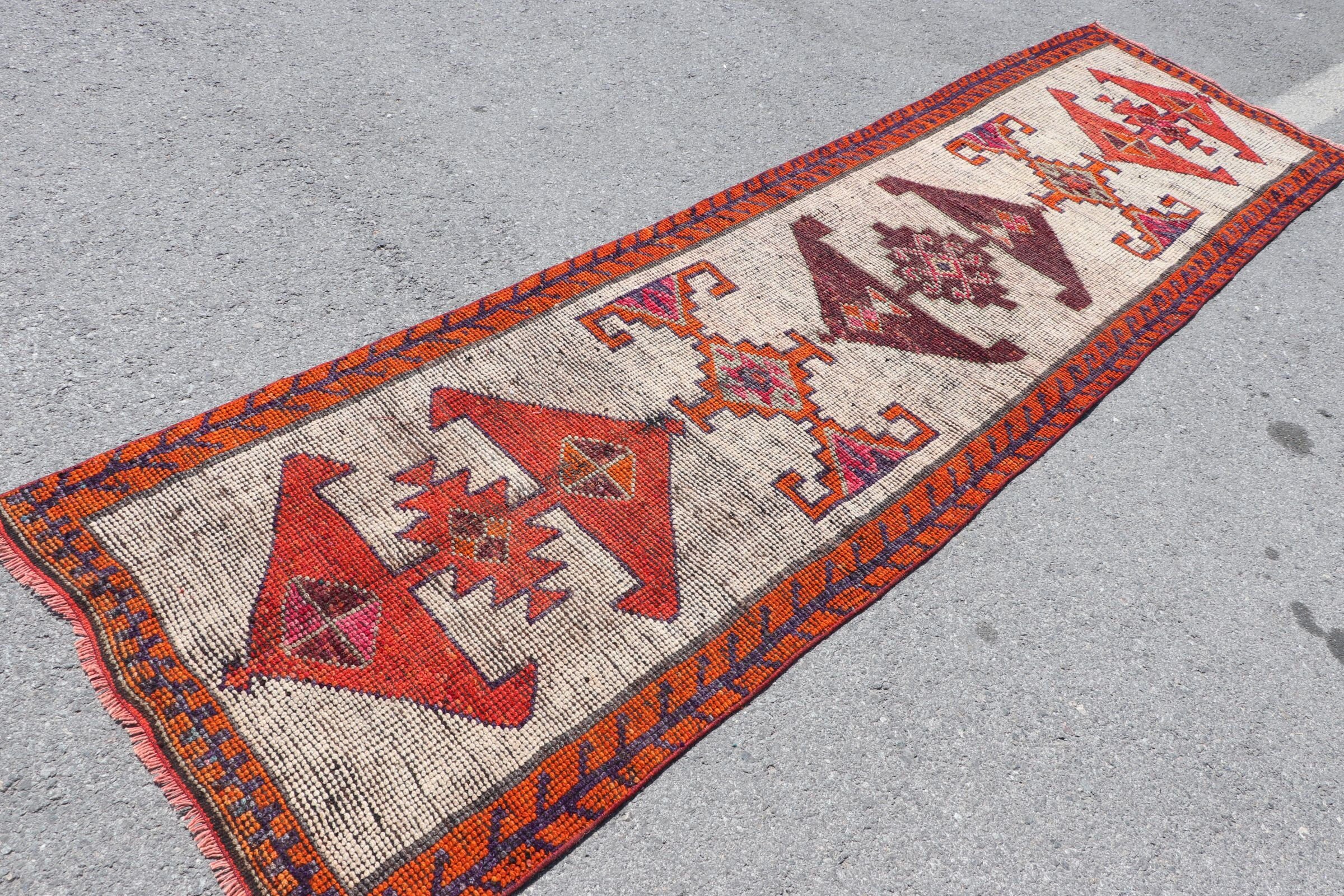 Mutfak Halıları, Oushak Halı, Ofis Halısı, Vintage Halı, Mutfak Halıları, Bej Oushak Halıları, Türk Halısı, 3x11.1 ft Yolluk Halısı, Anadolu Halısı