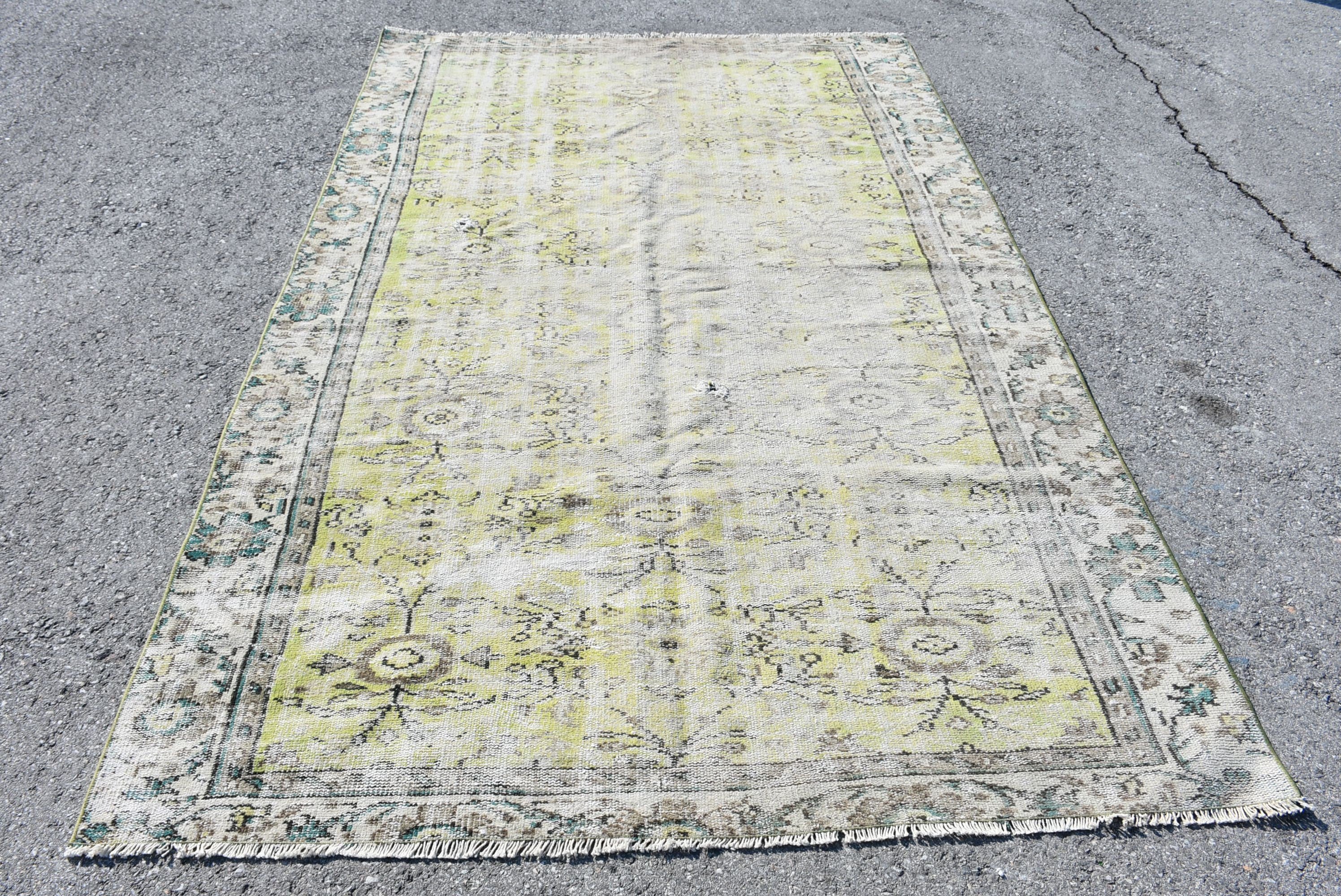 Living Room Rug, Cool Rug, 5.7x8.9 ft Large Rug, Retro Rug, Vintage Rug, Dining Room Rug, Turkish Rug, Antique Rug, Green Moroccan Rugs