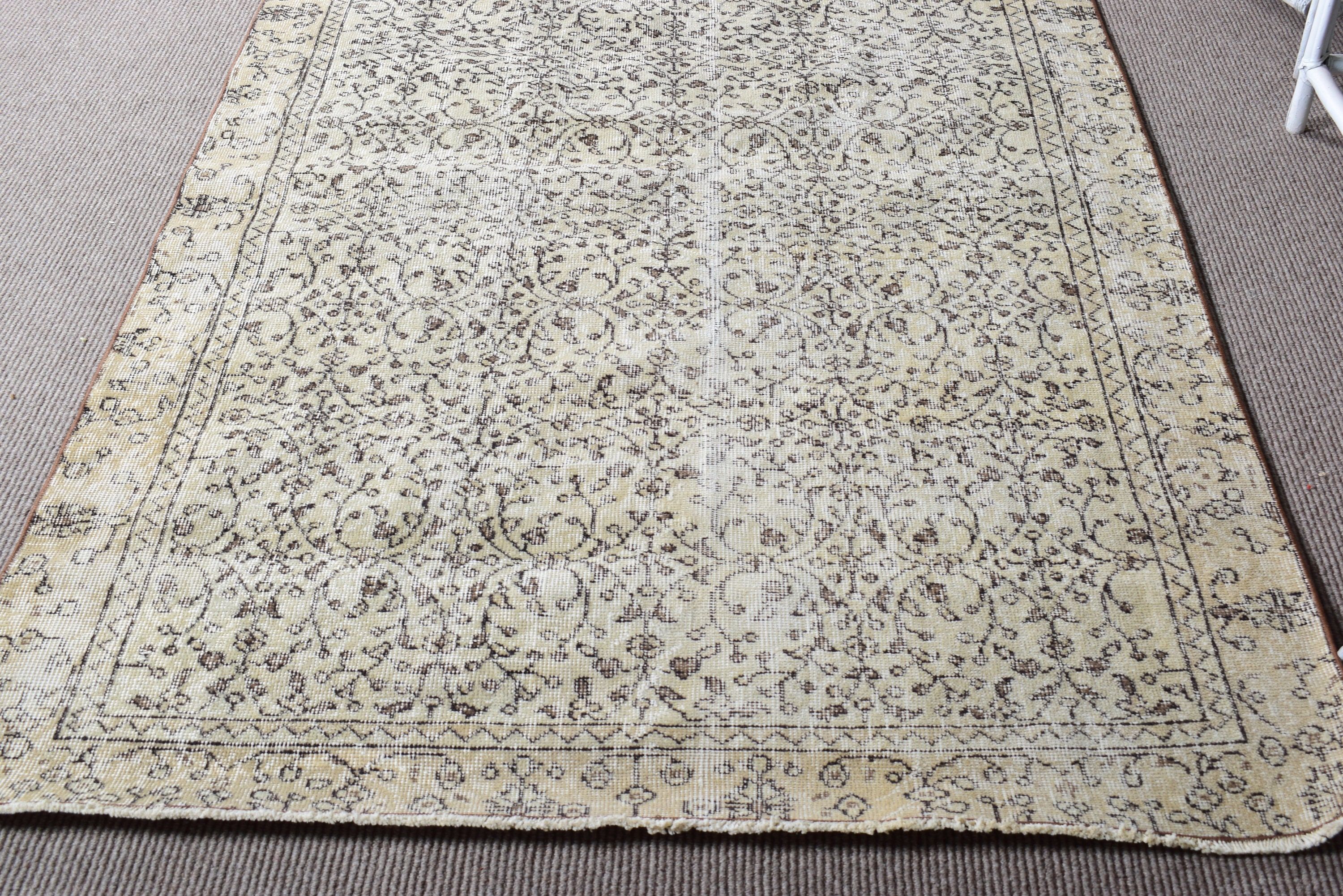 Bedroom Rugs, Floor Rugs, Turkish Rug, Home Decor Rug, 4.7x7.3 ft Area Rug, Rugs for Living Room, Vintage Rugs, Beige Moroccan Rugs