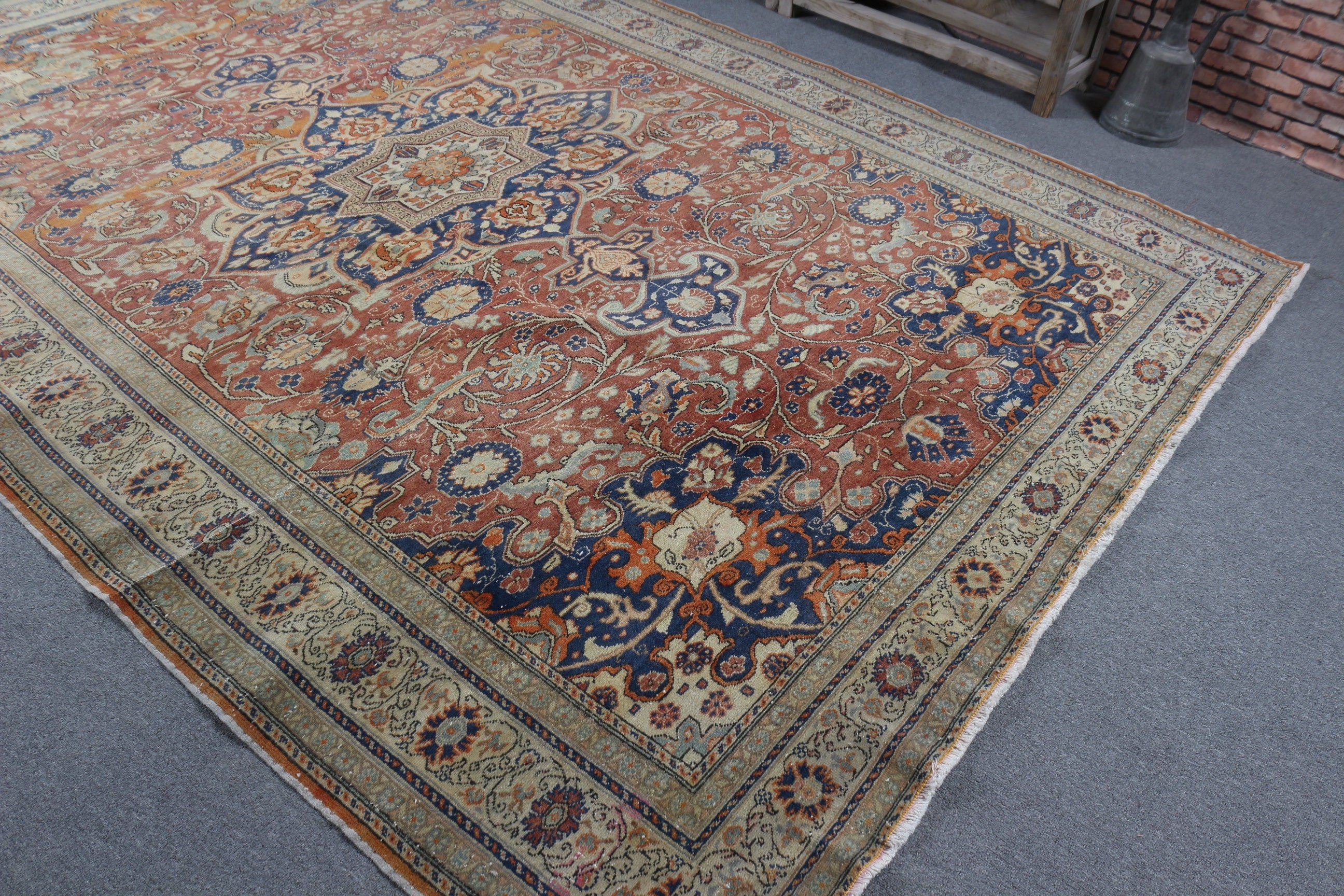 Antique Rugs, Large Boho Rug, Handmade Rugs, Vintage Rug, Dining Room Rug, Red Geometric Rug, Turkish Rug, 6.6x9.4 ft Large Rug, Floor Rugs