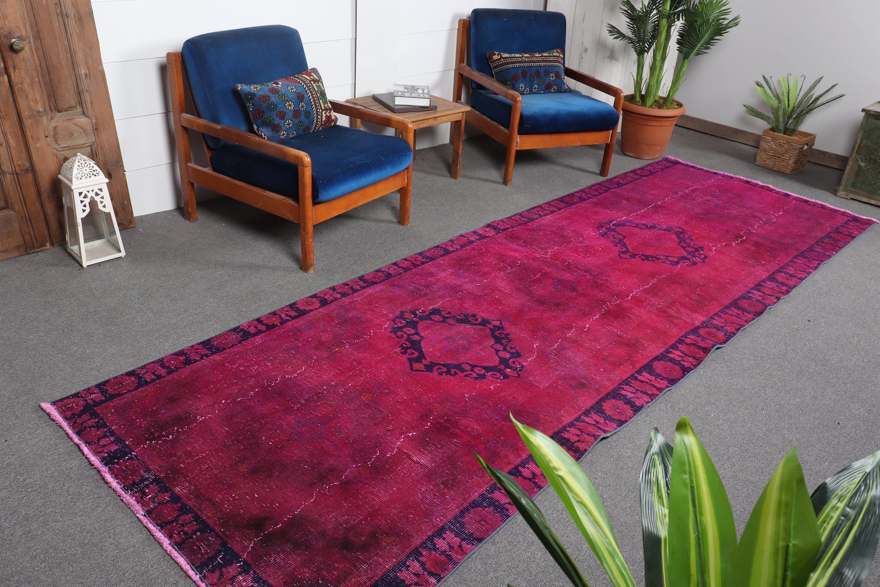 Pink Oushak Rugs, Antique Rug, Corridor Rug, Office Rug, Turkish Rugs, Home Decor Rugs, Vintage Rug, 4x12.2 ft Runner Rug, Hallway Rug