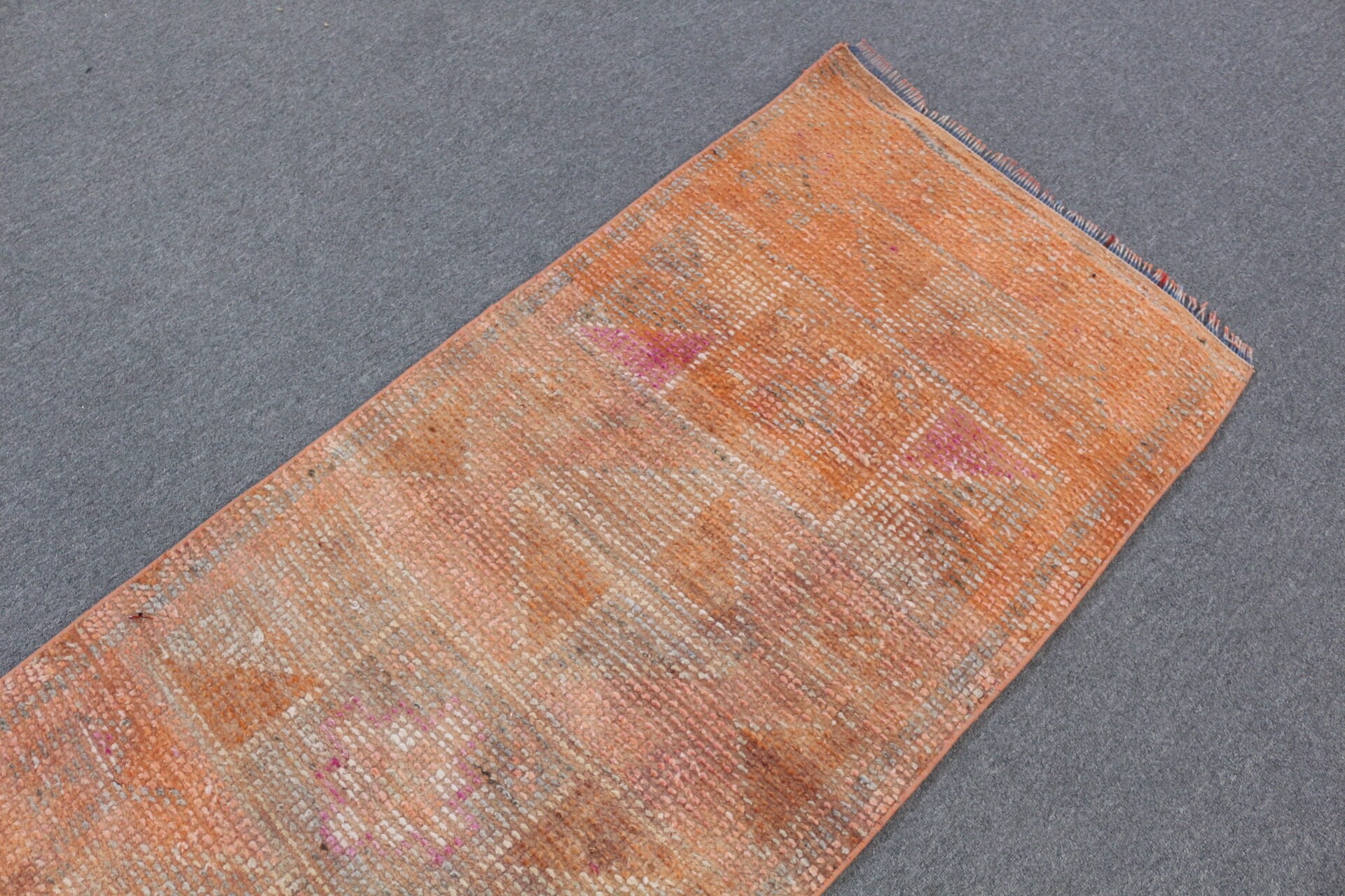 Wool Rug, Orange Anatolian Rugs, 2.4x7.2 ft Runner Rugs, Rugs for Stair, Cool Rug, Turkish Rugs, Vintage Rug, Stair Rug, Ethnic Rug