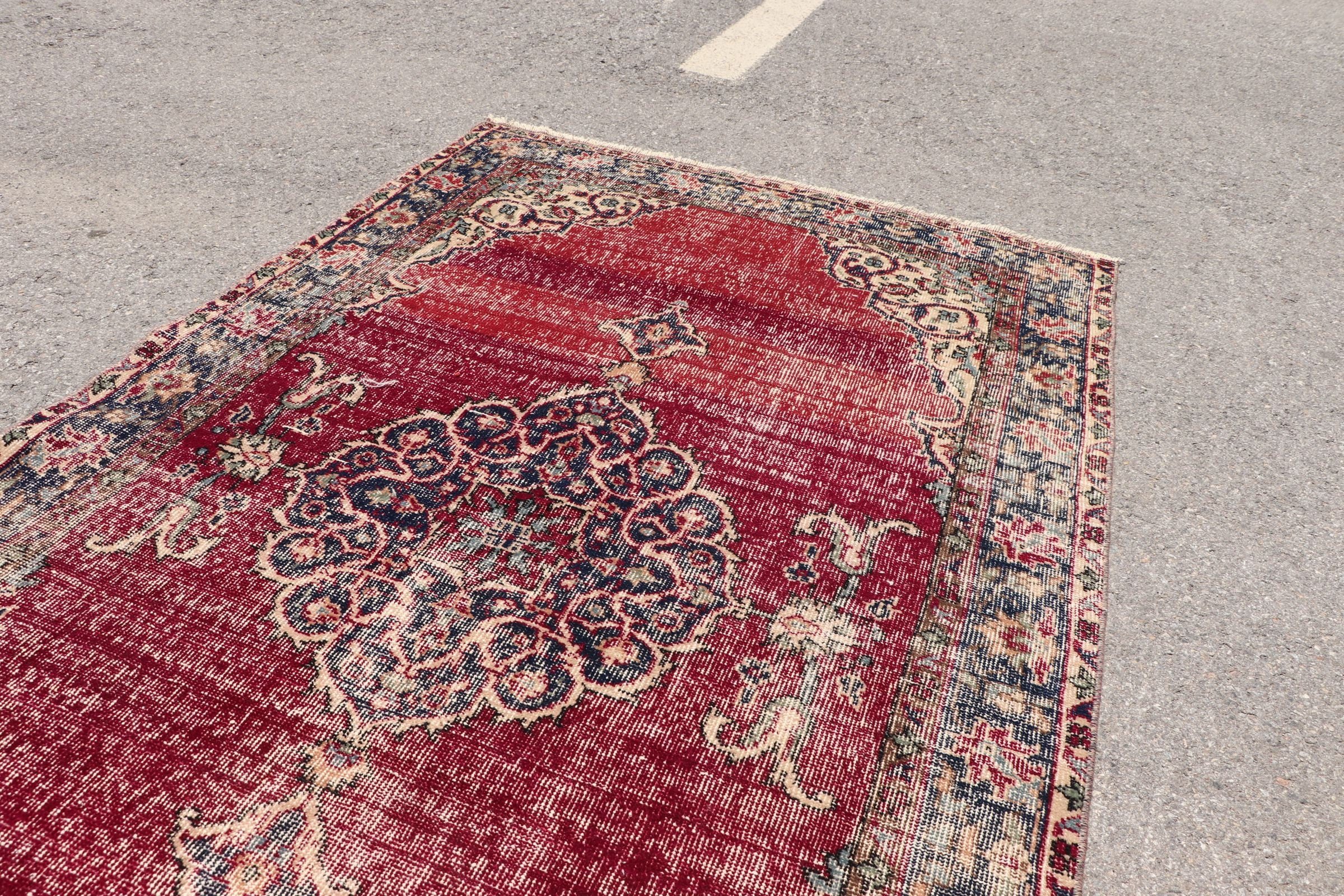 Kitchen Rugs, Rugs for Area, 3.9x7 ft Area Rug, Red Anatolian Rugs, Floor Rug, Nursery Rug, Old Rug, Vintage Rug, Oushak Rug, Turkish Rug