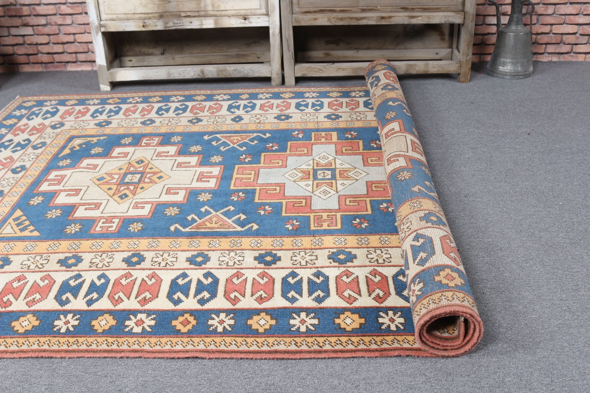 Anatolian Rugs, Living Room Rugs, Blue Kitchen Rug, 5.5x8.3 ft Large Rugs, Turkish Rugs, Floor Rugs, Bedroom Rug, Vintage Rug, Nomadic Rugs
