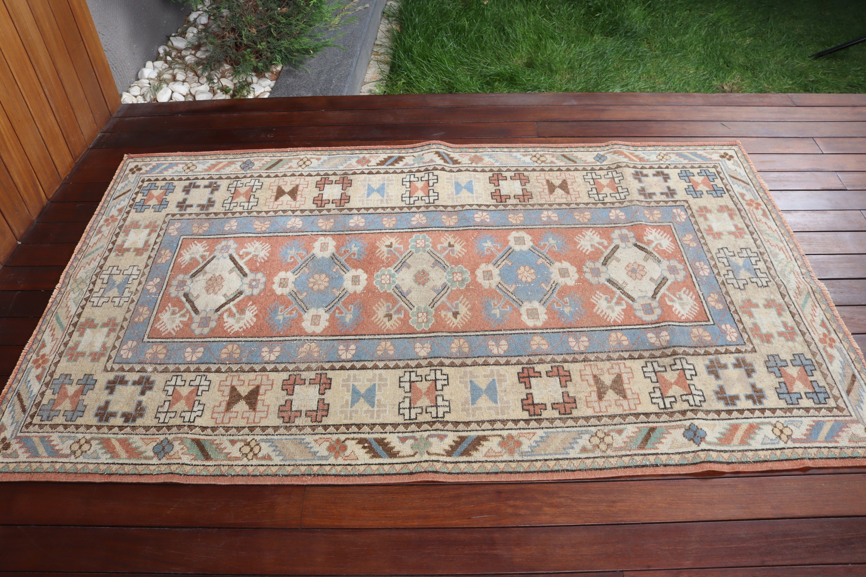 3,8x6,4 ft Alan Halısı, Turuncu Yün Halı, Lüks Halılar, Ev Dekorasyonu Halıları, Mutfak Halıları, Vintage Halılar, Türk Halıları, Yatak Odası Halısı, Boho Alan Halıları