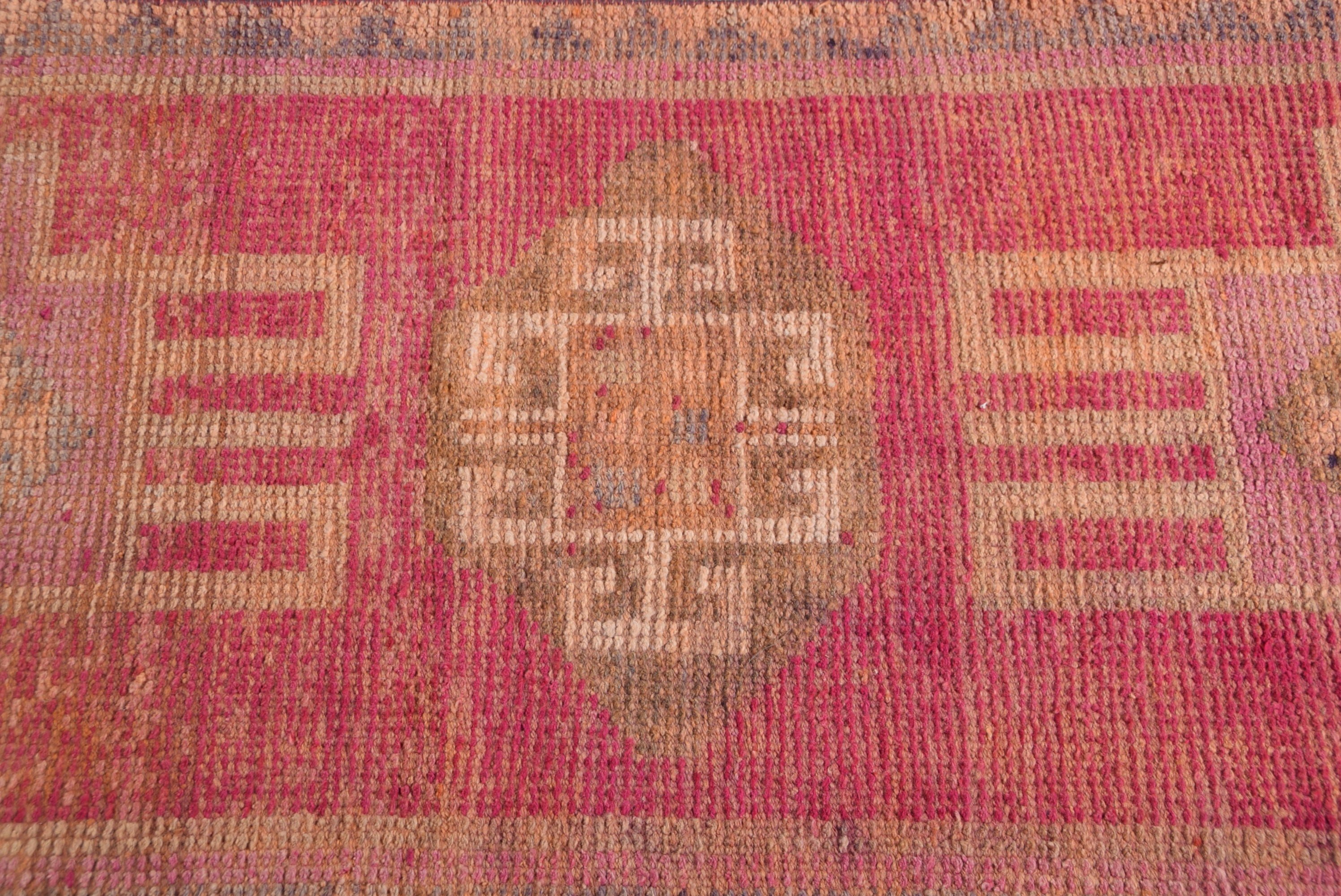 Aztec Rug, Rugs for Runner, Anatolian Rugs, Pink Oushak Rugs, 2.6x9.9 ft Runner Rugs, Vintage Rug, Turkish Rugs, Antique Rug, Kitchen Rug