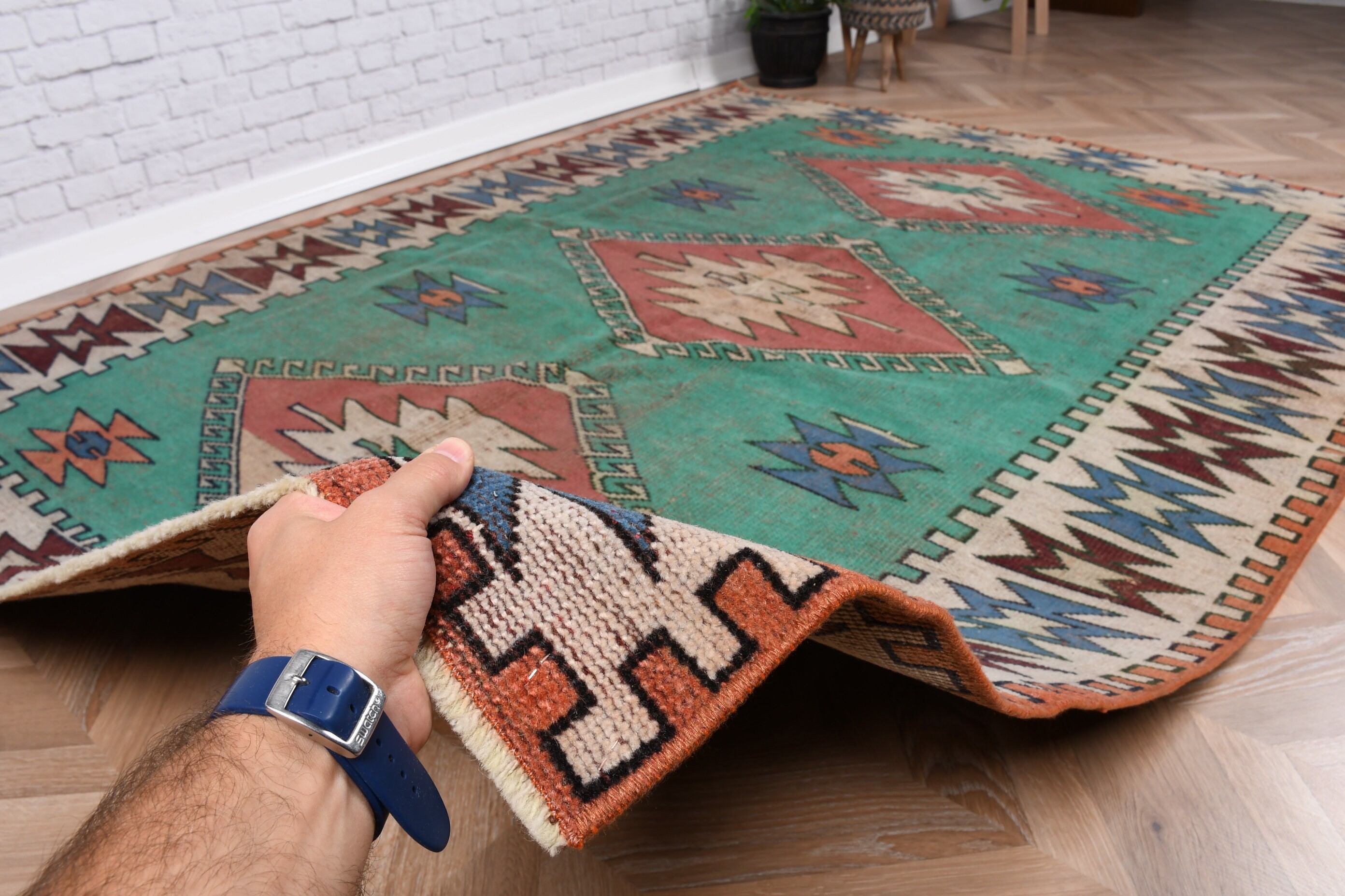 Yer Halısı, Türk Halıları, 5.3x7.1 ft Alan Halıları, Mutfak Halıları, Kilim, Yatak Odası Halıları, Oushak Halısı, Yeşil Boho Halıları, Mutfak Halısı, Vintage Halı