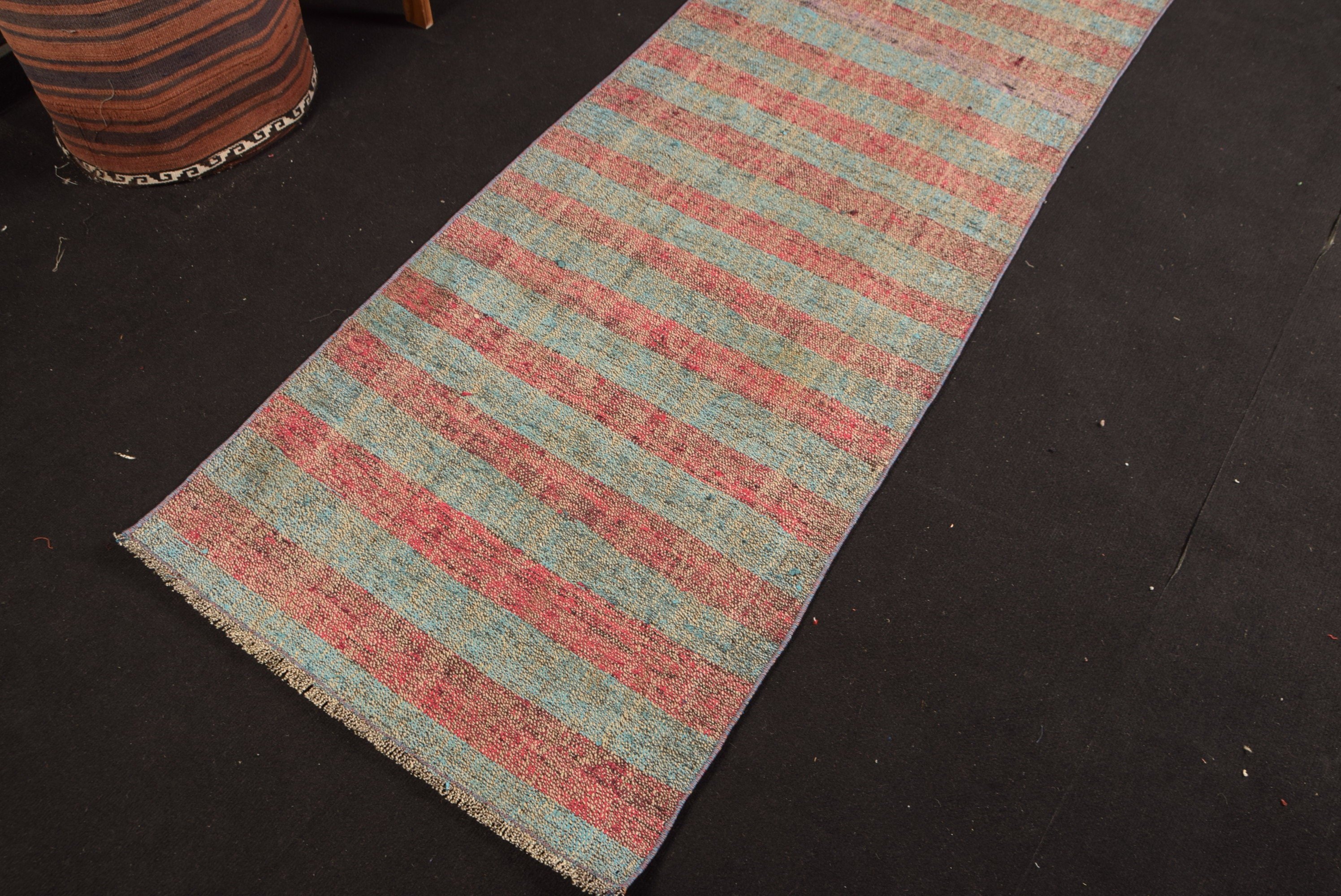 Mavi Oryantal Halılar, Vintage Halılar, Kabile Halısı, Yün Halı, Merdiven Halısı, Kilim, Ev Dekor Halısı, Türk Halısı, Mutfak Halıları, 2,5x8,3 ft Yolluk Halıları