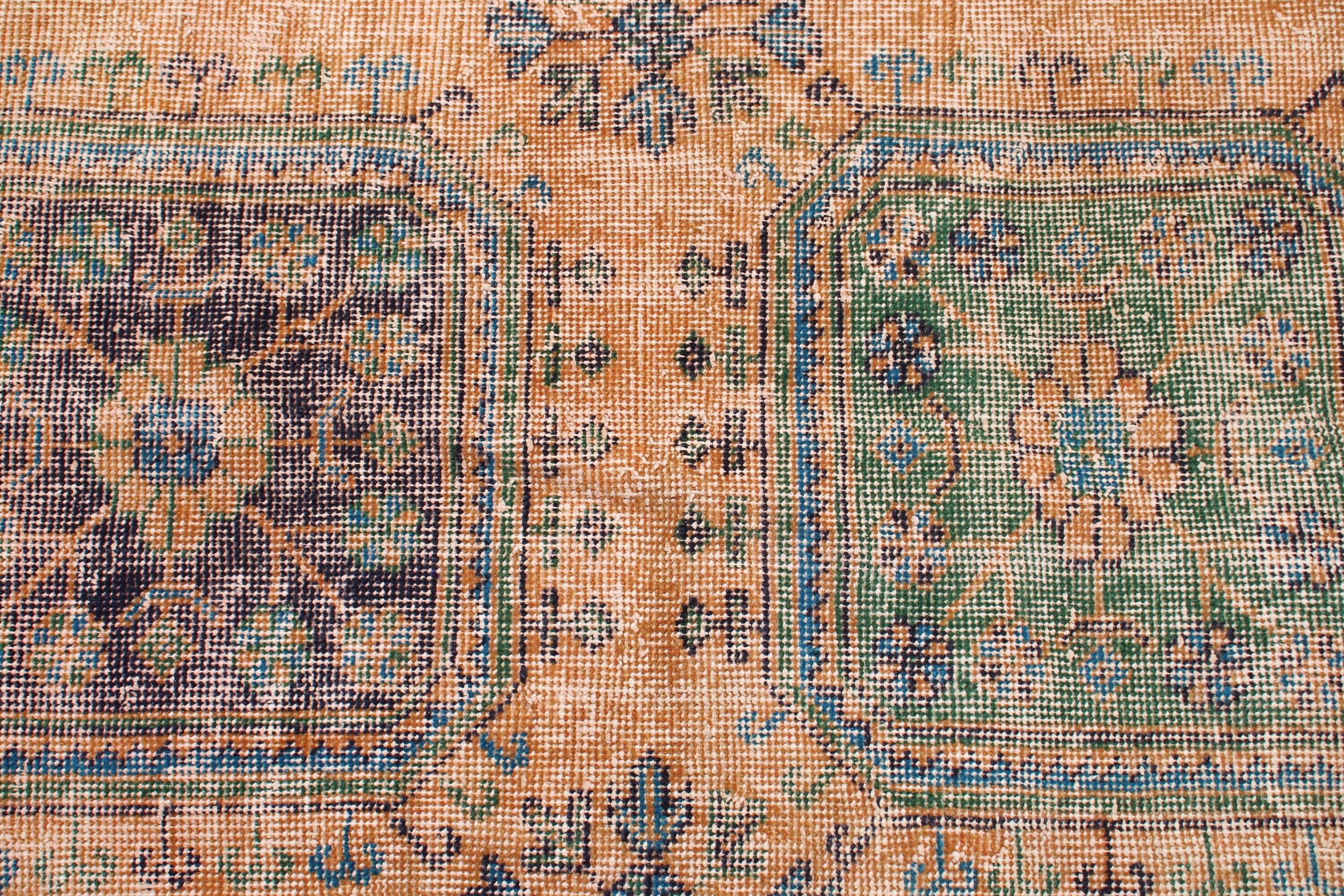 Turkish Rugs, Bath Rugs, Orange  2.7x3.9 ft Small Rug, Luxury Rugs, Vintage Rugs, Rugs for Entry, Bedroom Rug, Handwoven Rugs