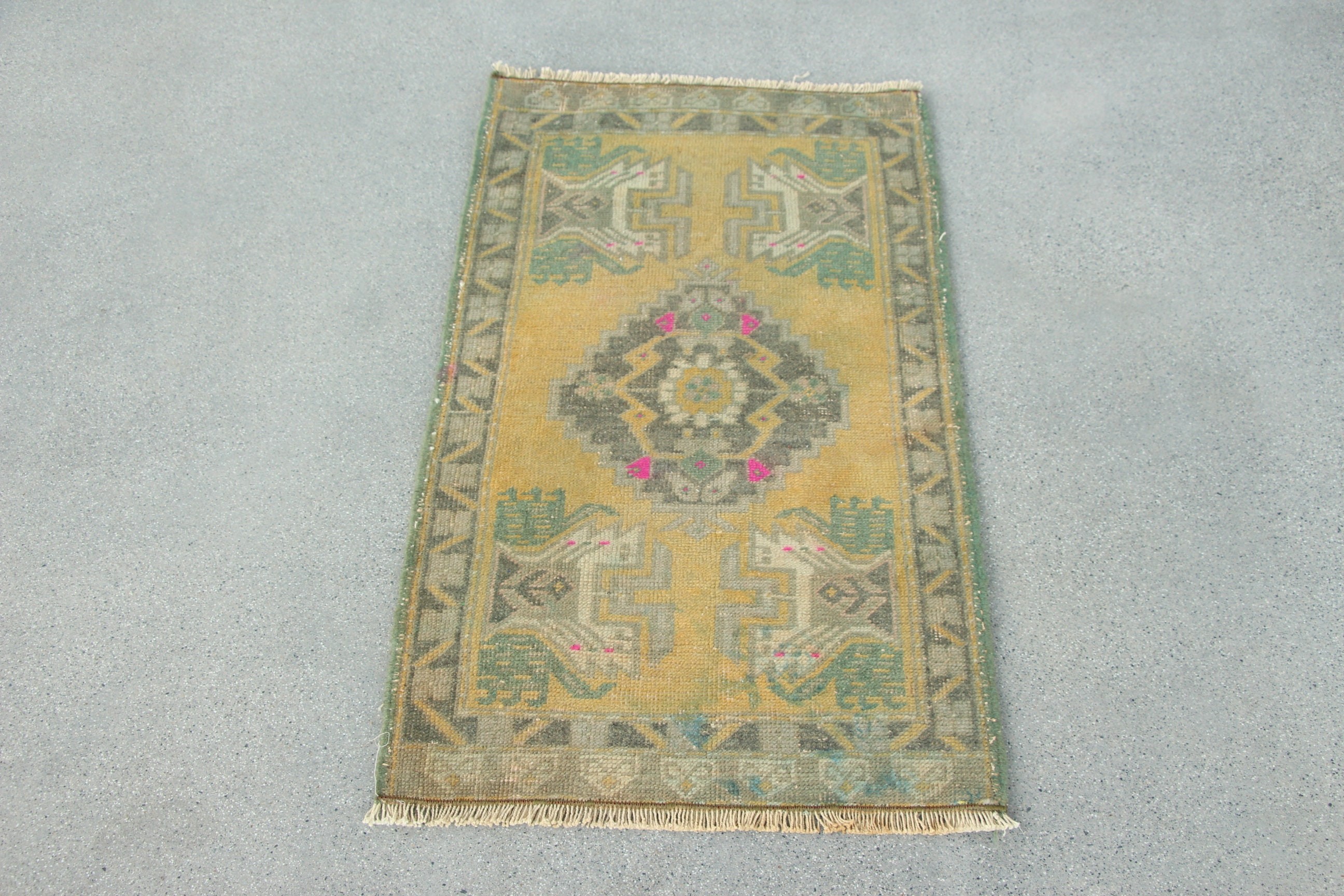 Cool Rug, Turkish Rug, Bedroom Rugs, Kitchen Rug, Rugs for Bathroom, 1.7x3.1 ft Small Rugs, Wool Rugs, Vintage Rug, Green Cool Rug