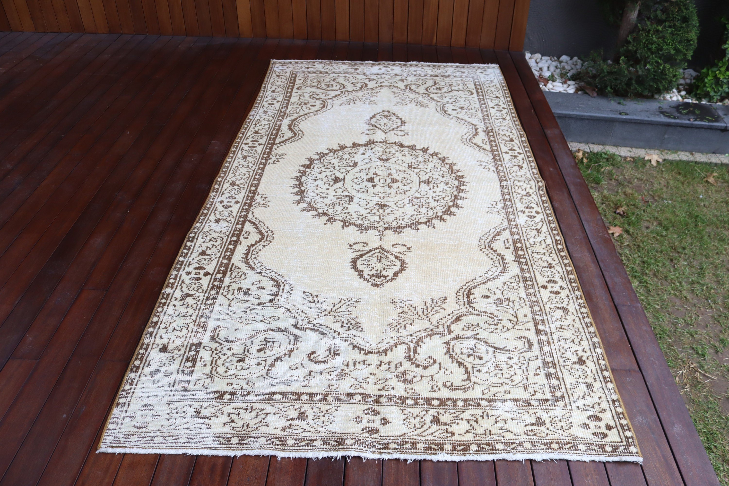 Bej Geometrik Halı, Nötr Halı, Büyük Boho Halılar, 4,6x8,7 ft Büyük Halı, Ev Dekor Halıları, Yemek Odası Halıları, Vintage Halı, Türk Halısı