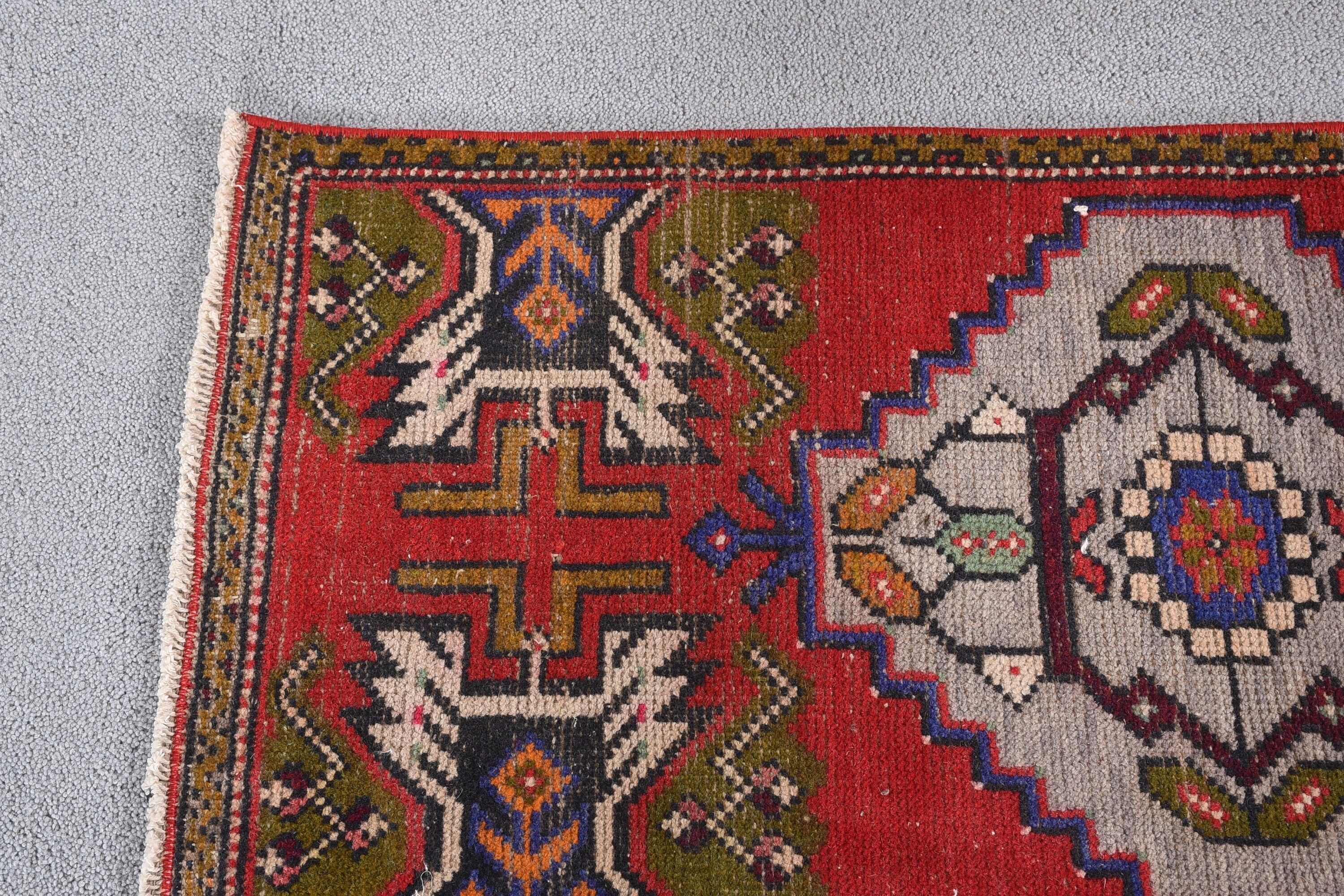 Giriş Halıları, Vintage Halılar, Araba Paspas Halıları, Anadolu Halısı, Kırmızı Fas Halıları, Giriş Halısı, 1.5x3.3 ft Küçük Halı, Fas Halısı, Türk Halısı