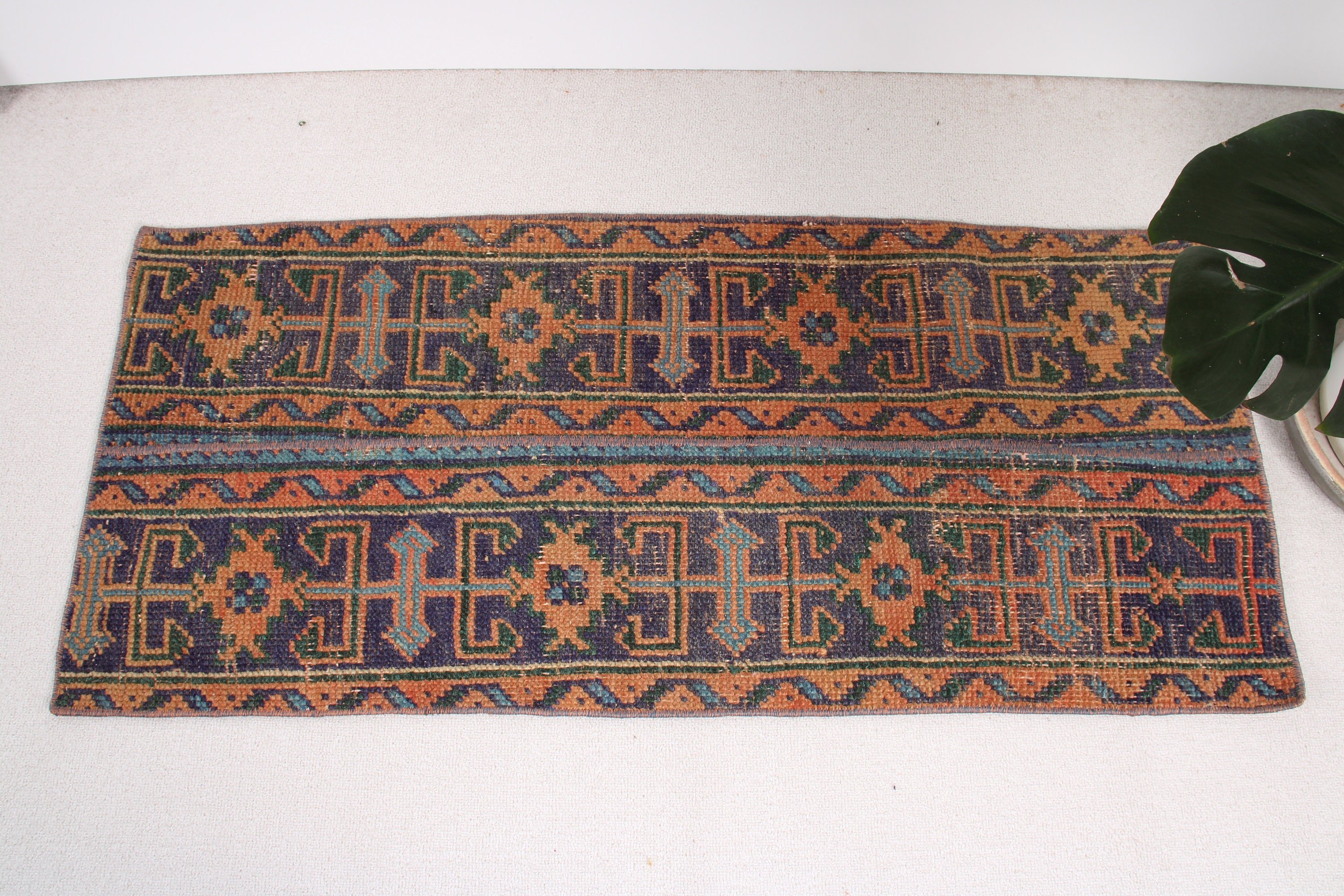 Small Vintage Rugs, Turkish Rug, Anatolian Rug, Handwoven Rug, Blue  1.7x3.9 ft Small Rugs, Wall Hanging Rug, Vintage Rugs