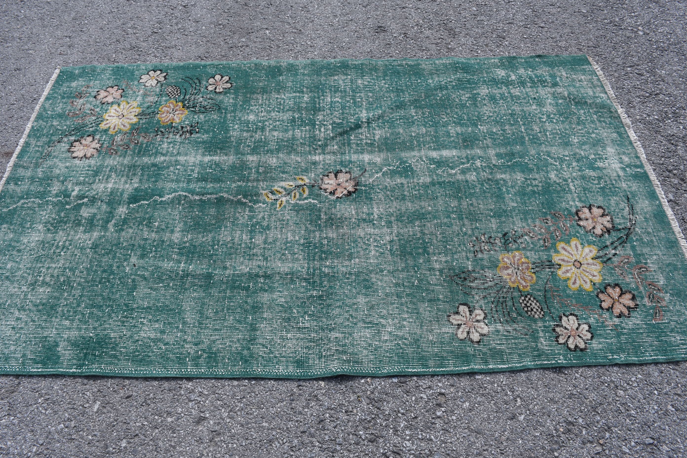 Home Decor Rugs, Bedroom Rug, Rugs for Living Room, Turkish Rug, Green  3.8x6.6 ft Area Rug, Dorm Rug, Floor Rug, Vintage Rugs