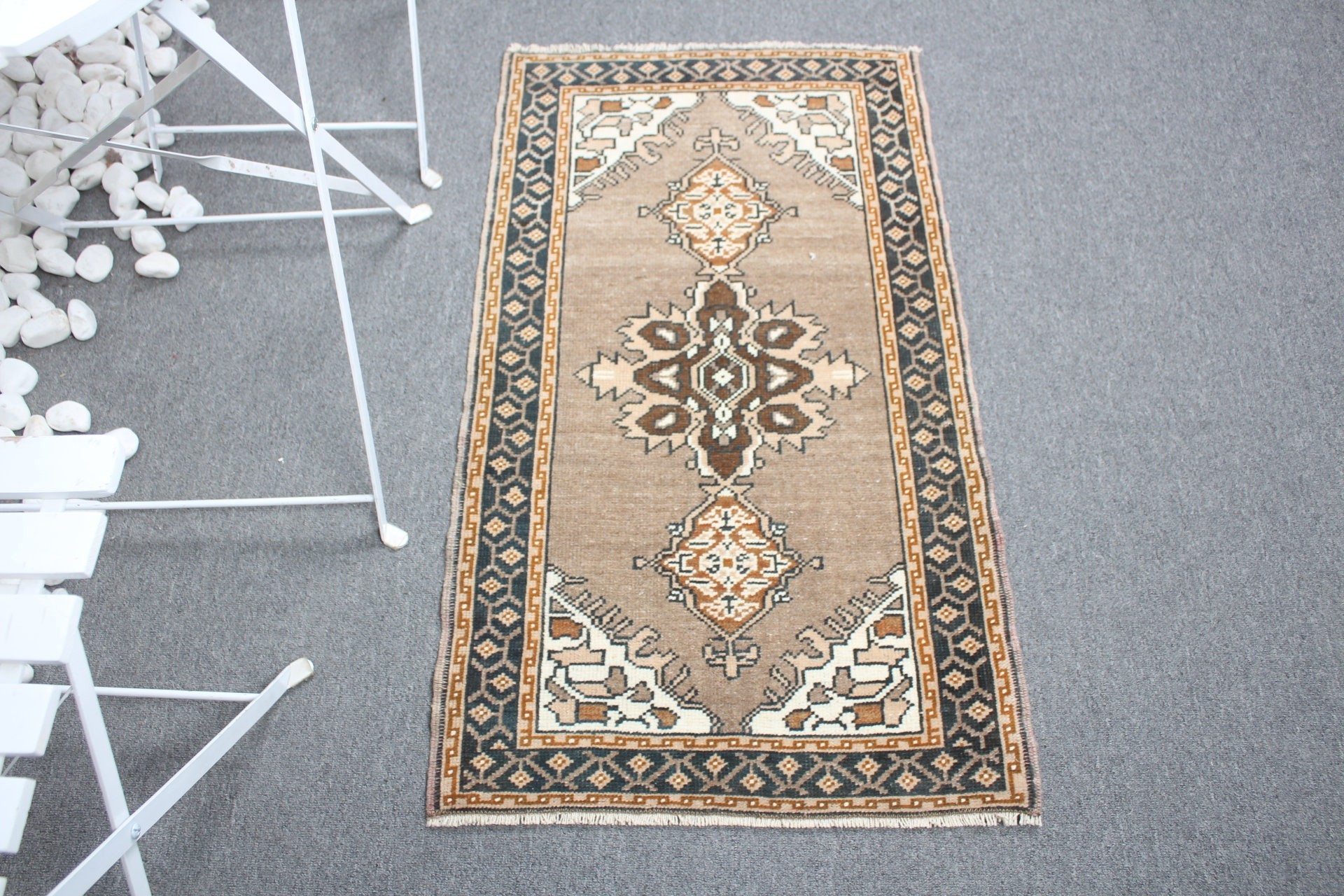 Wall Hanging Rugs, Turkish Rugs, Brown Antique Rugs, 1.9x3.3 ft Small Rug, Bedroom Rug, Vintage Rug, Cute Rug, Bathroom Rug