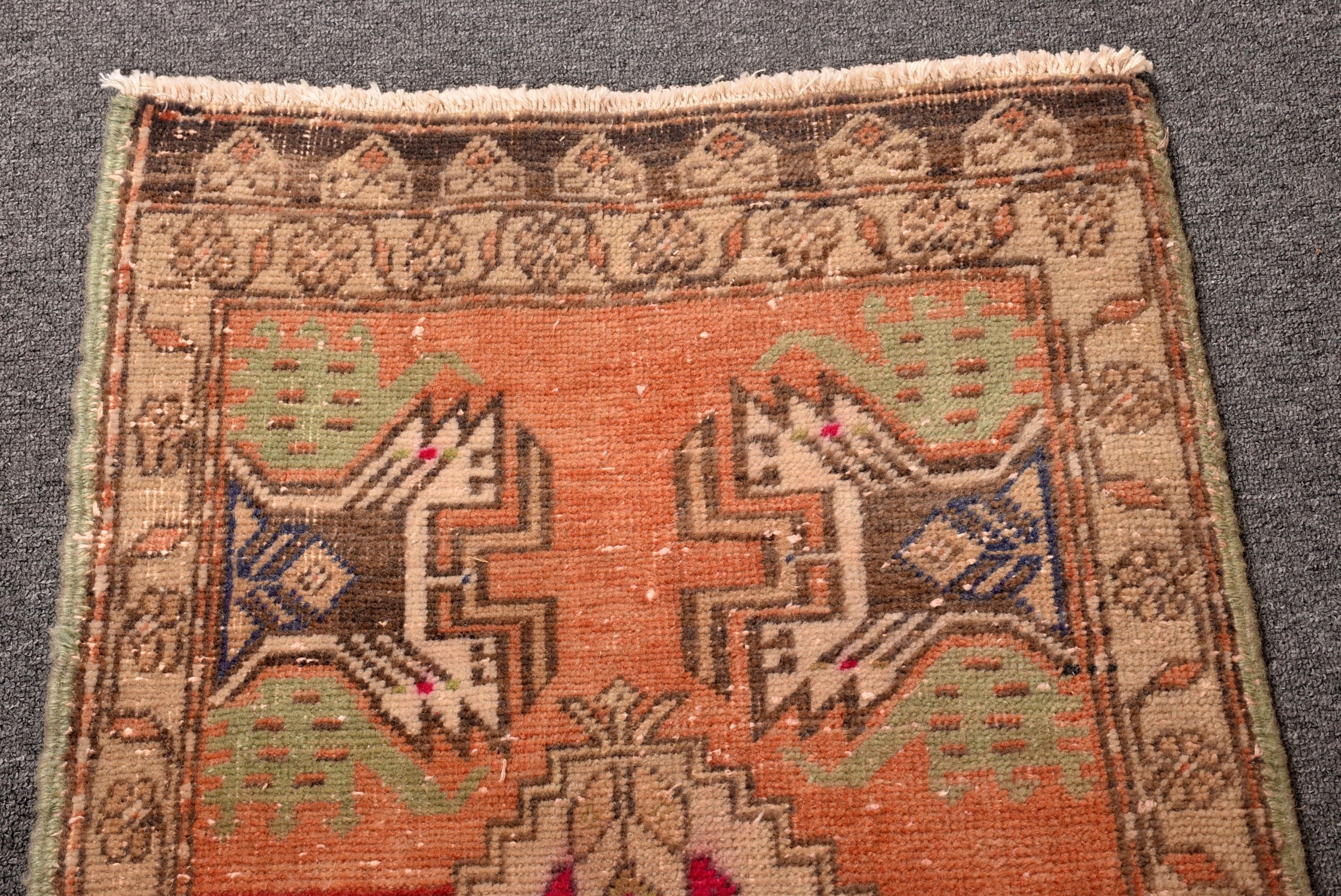 Aztec Rug, Vintage Rugs, Turkish Rugs, Orange Cool Rug, Geometric Rug, Entry Rugs, 1.8x3.4 ft Small Rugs, Bathroom Rugs, Oushak Rugs