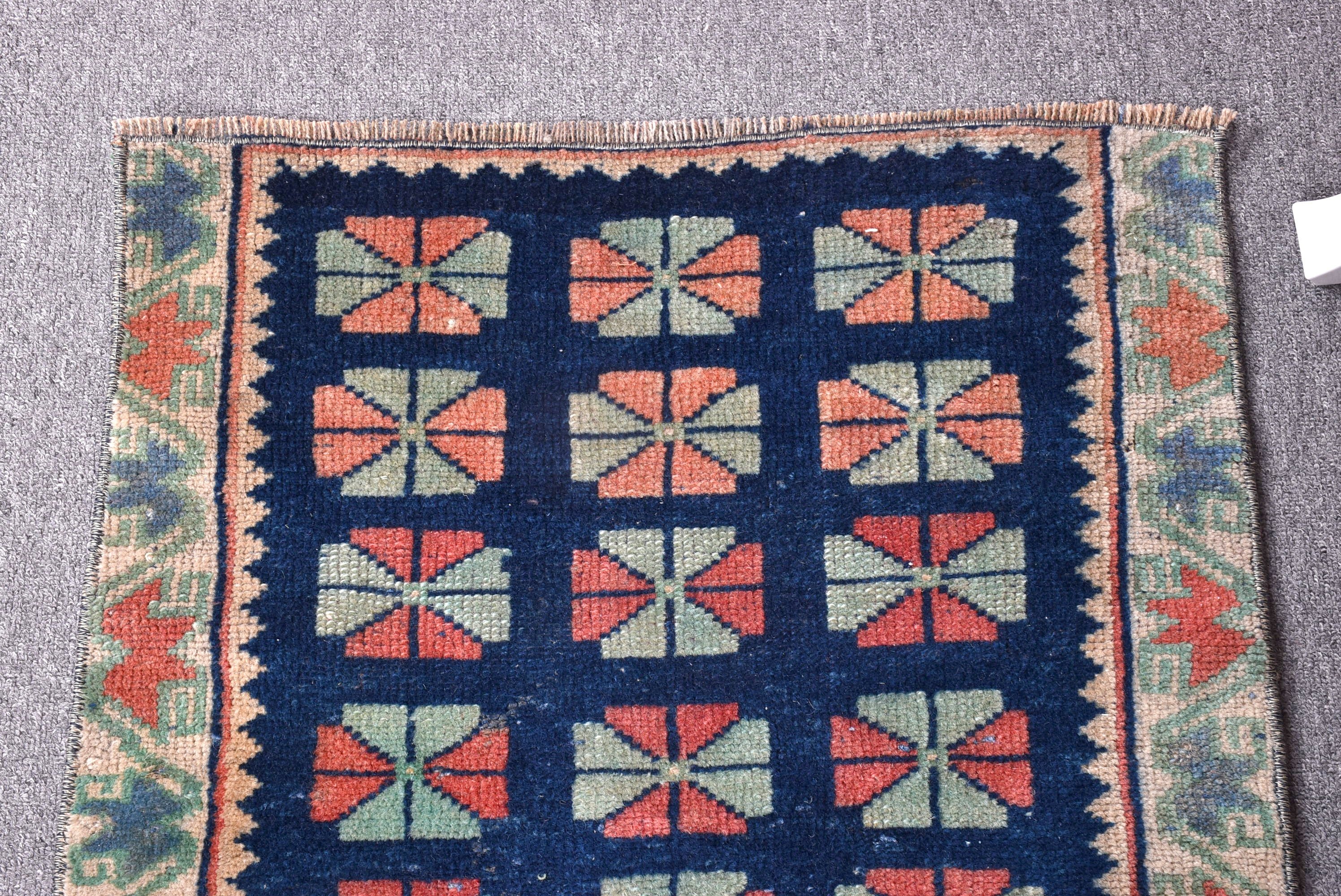 Banyo Halıları, 2x3,1 ft Küçük Halı, Vintage Dekor Halılar, Küçük Vintage Halılar, Türk Halıları, Vintage Halı, Boho Halılar, Mavi Boho Halı, El Dokuma Halılar