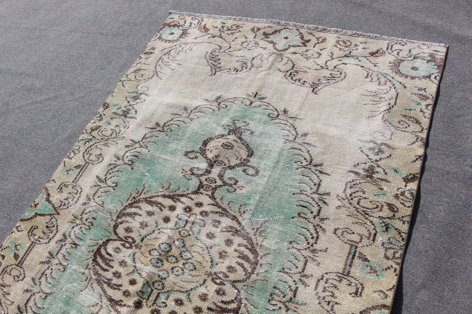 Türk Halısı, 4.7x8.4 ft Alan Halısı, Vintage Halılar, Anadolu Halısı, Vintage Dekor Halısı, Yer Halıları, Bej Soğuk Halı, Mutfak Halısı, Çocuk Odası Halıları