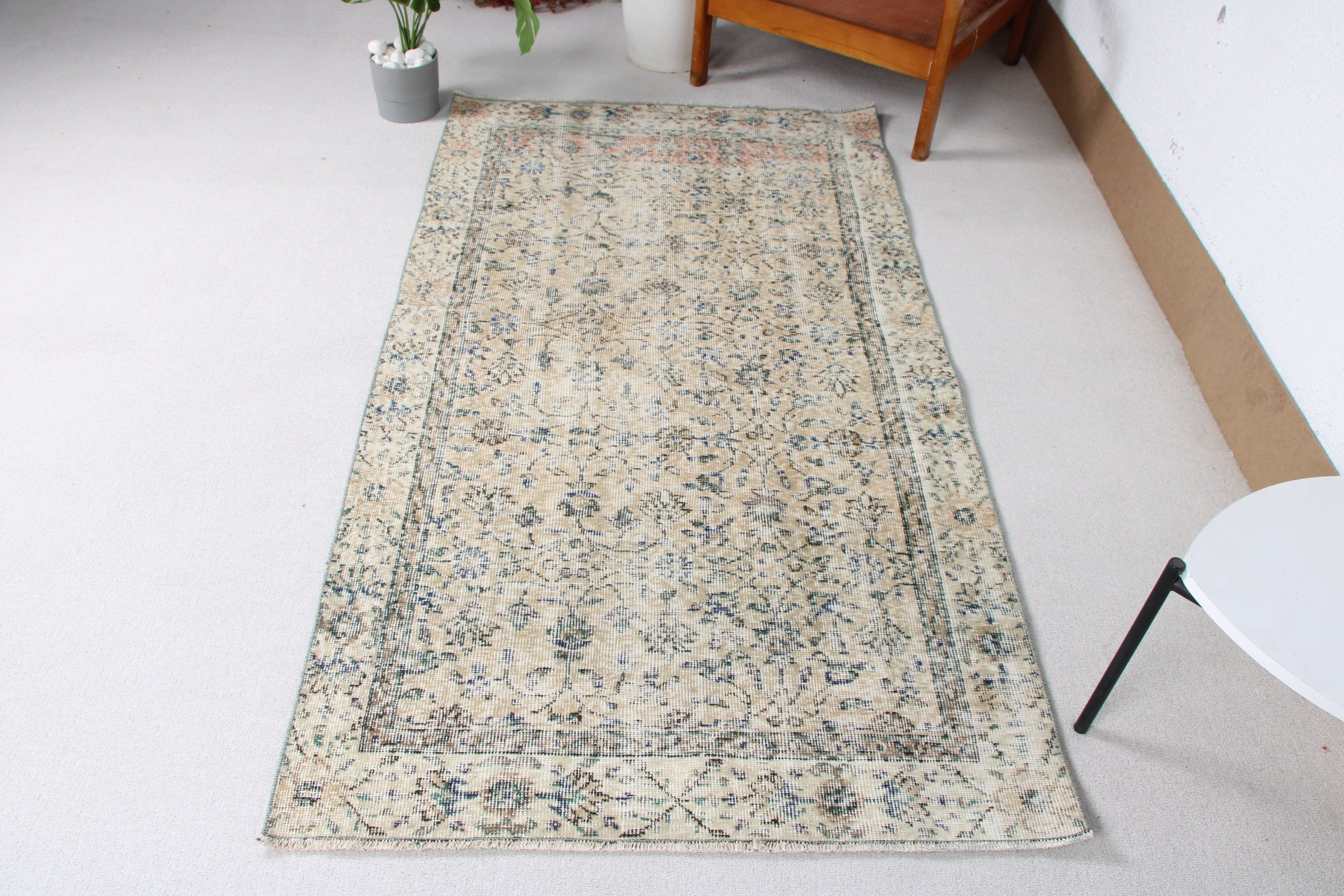 Havalı Halılar, Mutfak Halıları, Türk Halısı, Dekoratif Halılar, Bej Düz Dokuma Halı, 3,4x6,4 ft Vurgulu Halı, Vintage Halılar, Yer Halısı, Lüks Halılar