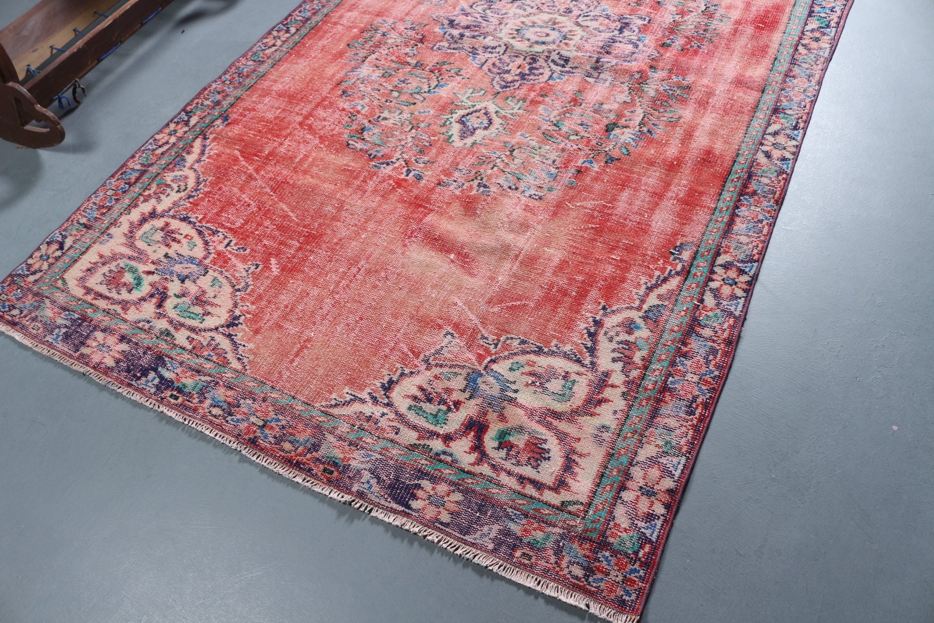 Red Moroccan Rug, Turkish Rug, Antique Rug, Vintage Rug, Bedroom Rug, 5.3x9.2 ft Large Rug, Salon Rug, Rugs for Bedroom, Oushak Rugs