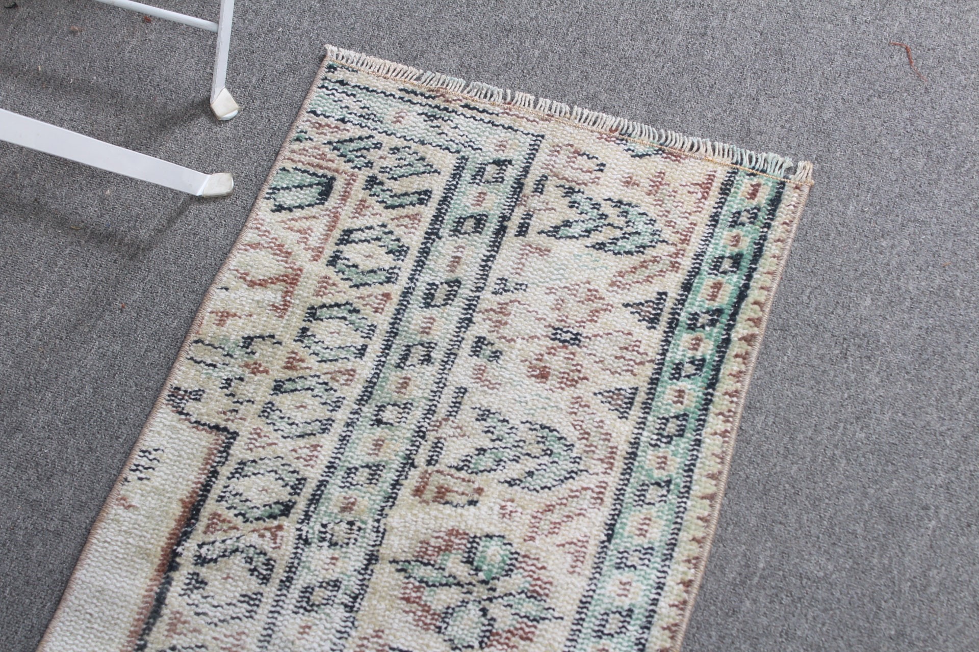 1.5x2.6 ft Küçük Halı, Araba Paspası Halıları, Yün Halı, Vintage Halılar, Çocuk Halısı, Türk Halısı, Mutfak Halıları, Bej Anadolu Halısı, Oushak Halısı