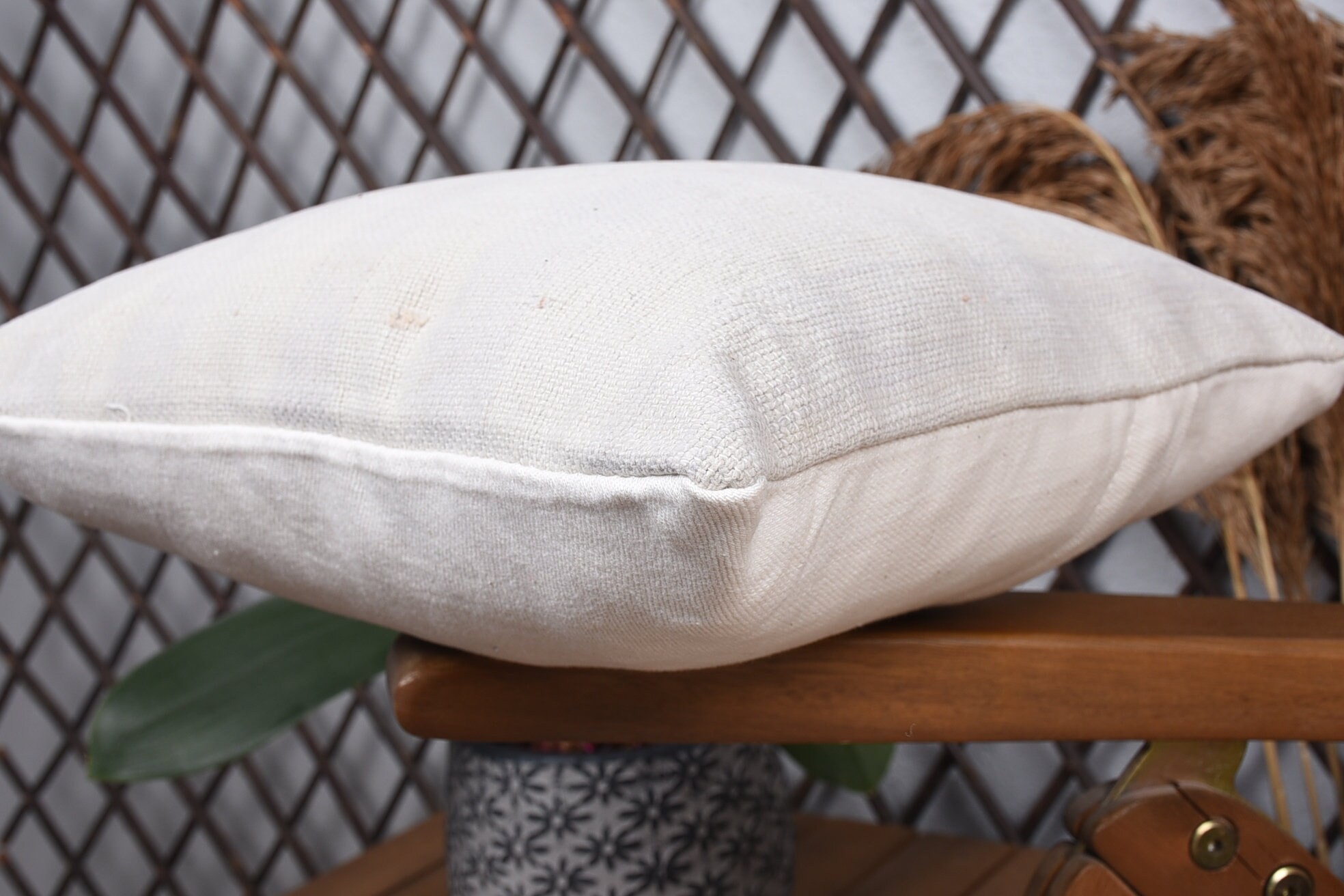12"x12" Beige Pillow Case, Throw Kilim Pillow, Bench Pillow Sham, Vintage Kilim Throw Pillow, Pillow for Couch